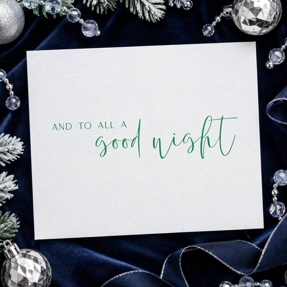 And To All Good Night craft stamp imprint in purple ink on a handmade project, one idea being sitter note cards.