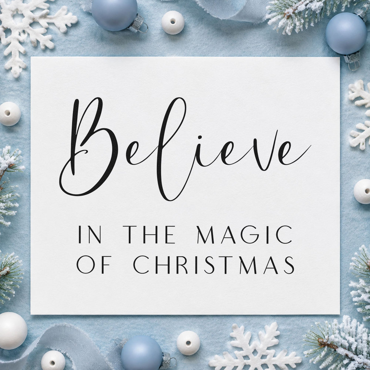 Believe In Magic Of Christmas rubber stamp printed in black ink, ready for program order sheet and similar paper crafts.