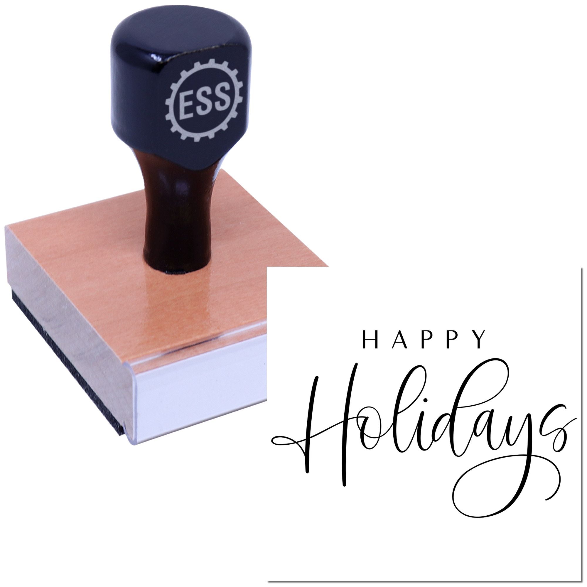 Minimalist Holiday Cheer Favor Tag Rubber Stamp