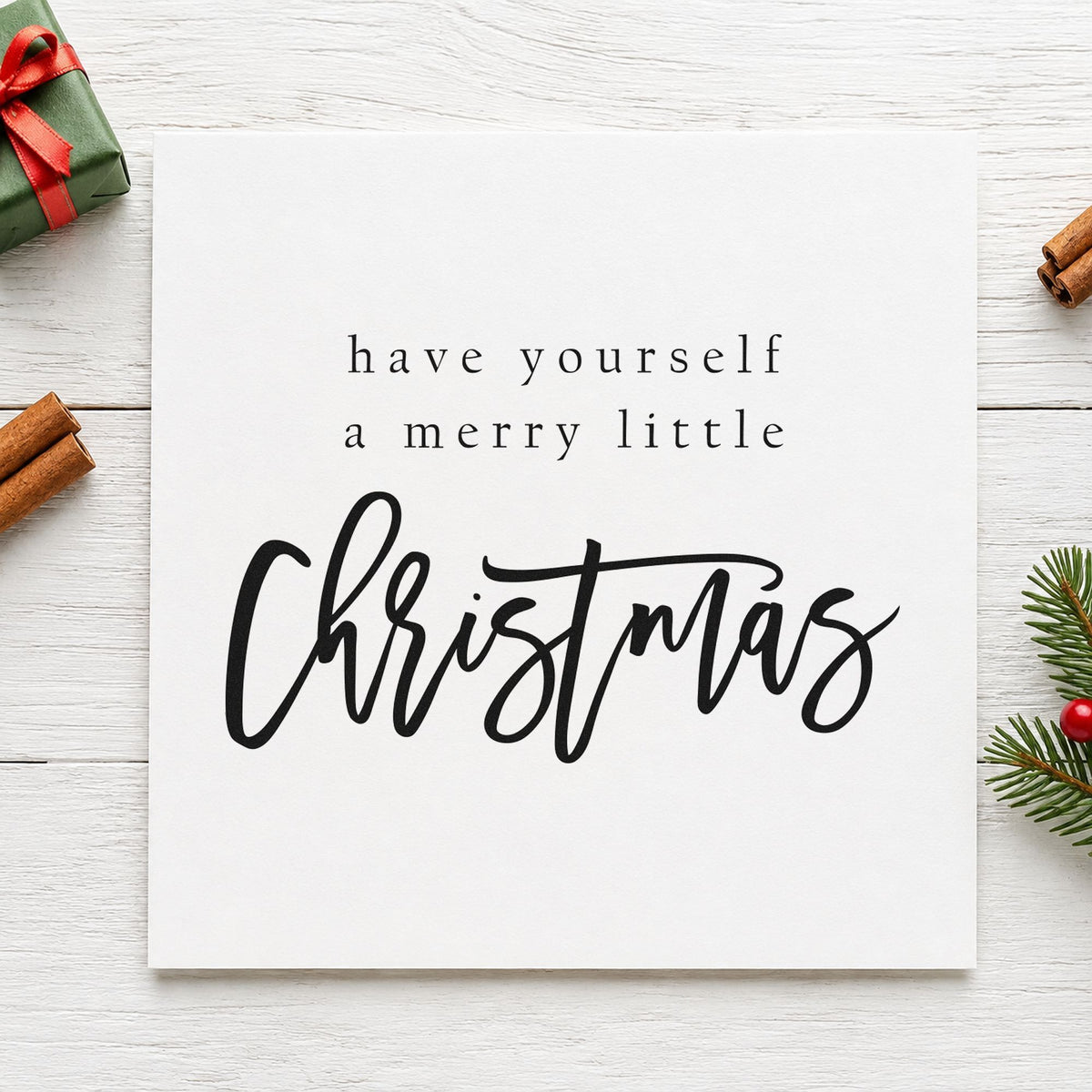 Have Yourself Merry Little Christmas rubber stamp printed in black ink, ready for stroke drill sheet and similar paper crafts.