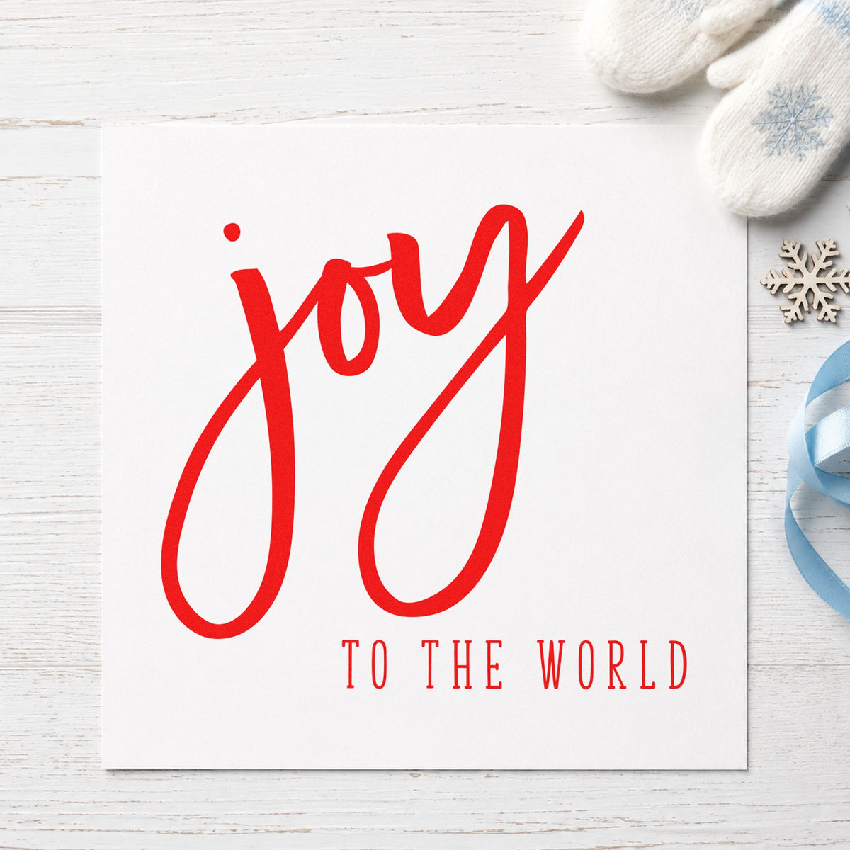 Joy To The World Brush rubber stamp shown in red ink, stamped for projects such as crate face labels.