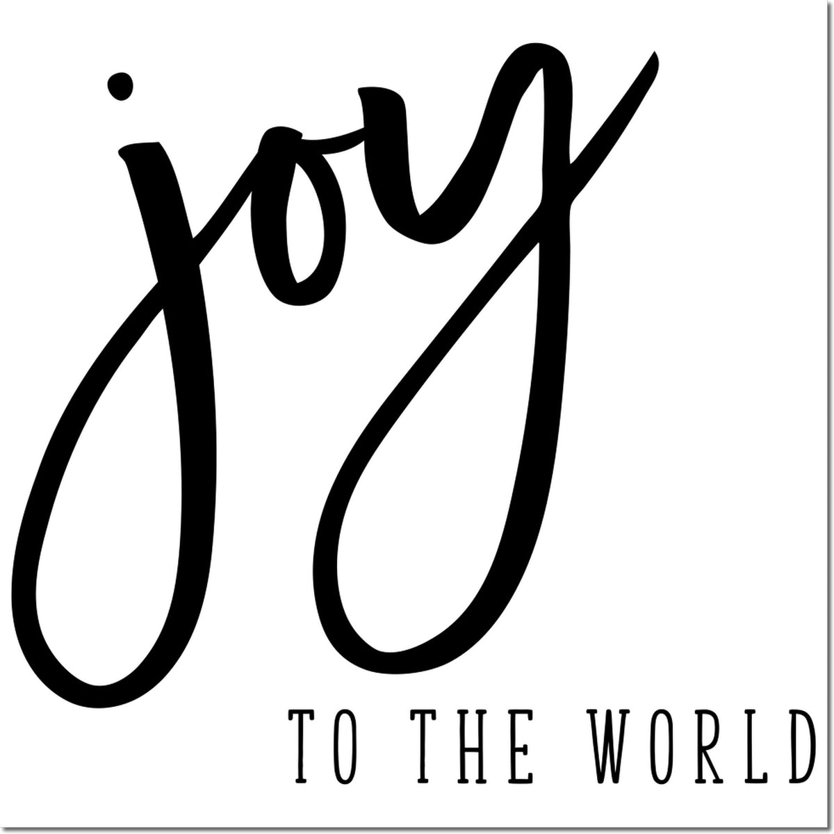 Black custom stamp seal with flowing script and TO THE WORLD text on a white background.
