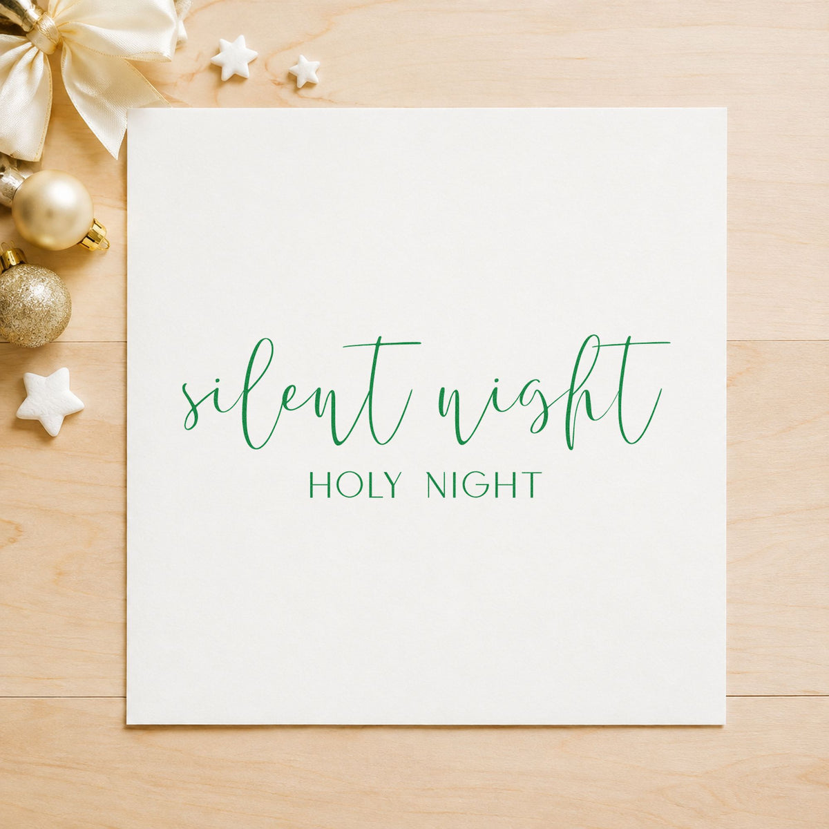 Silent Night Holy Night Script craft stamp in purple ink on cardstock, an easy option for evening album page.