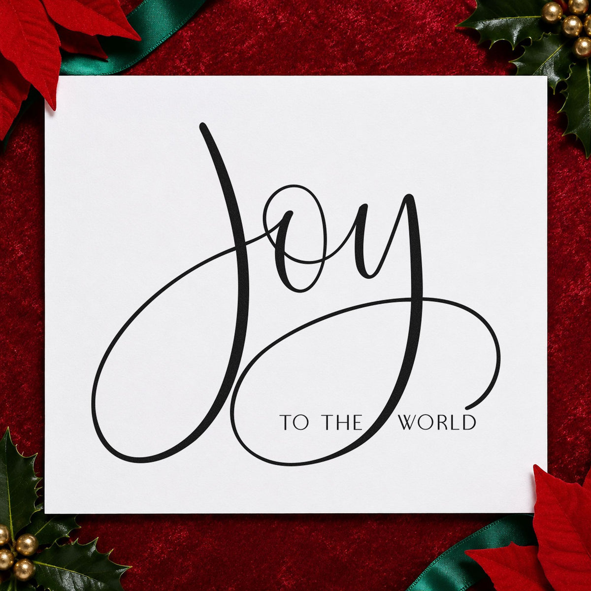 Joy To The World Loops rubber stamp printed in black ink, ready for intent page header and similar paper crafts.