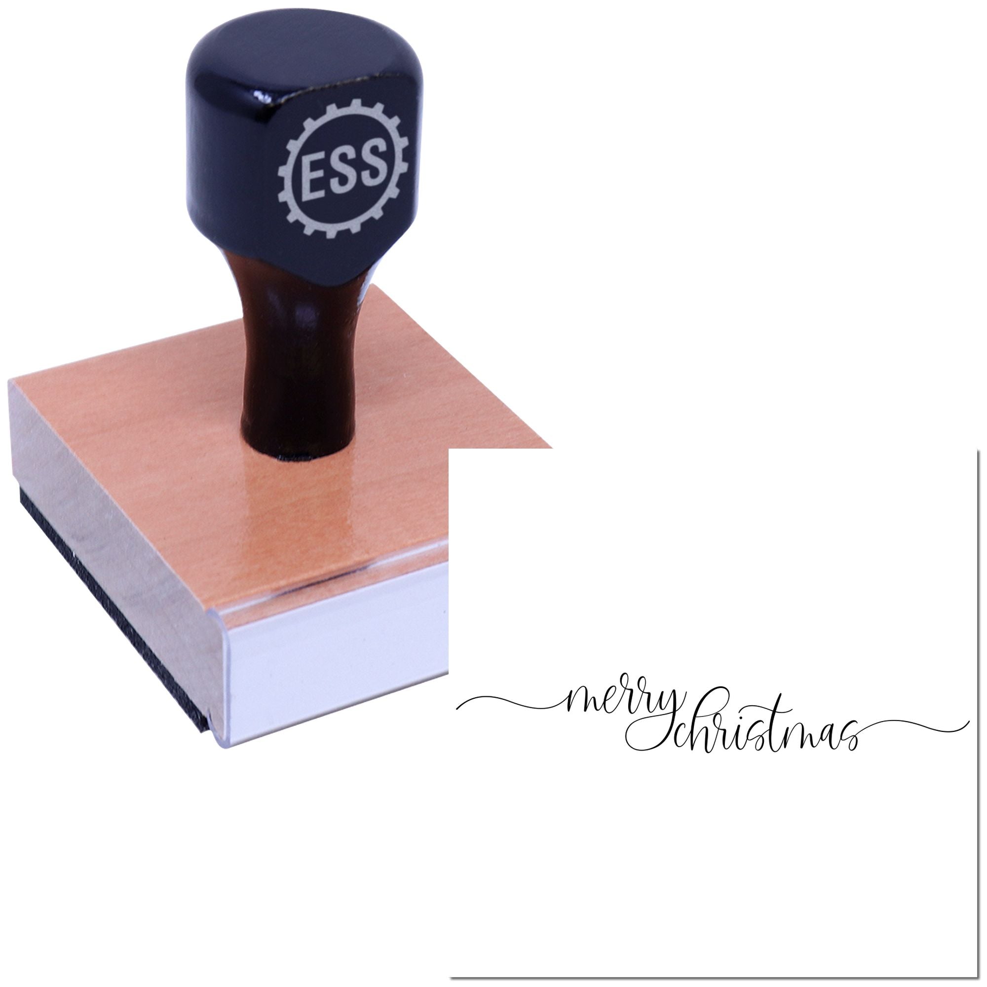 Elegant Christmas Script Paper Goods Rubber Stamp