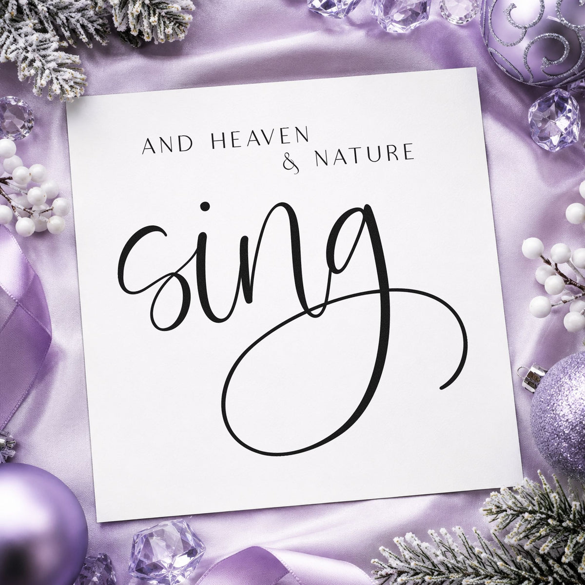 Heaven And Nature Sing rubber stamp printed in black ink, ready for sing emphasis cards and similar paper crafts.