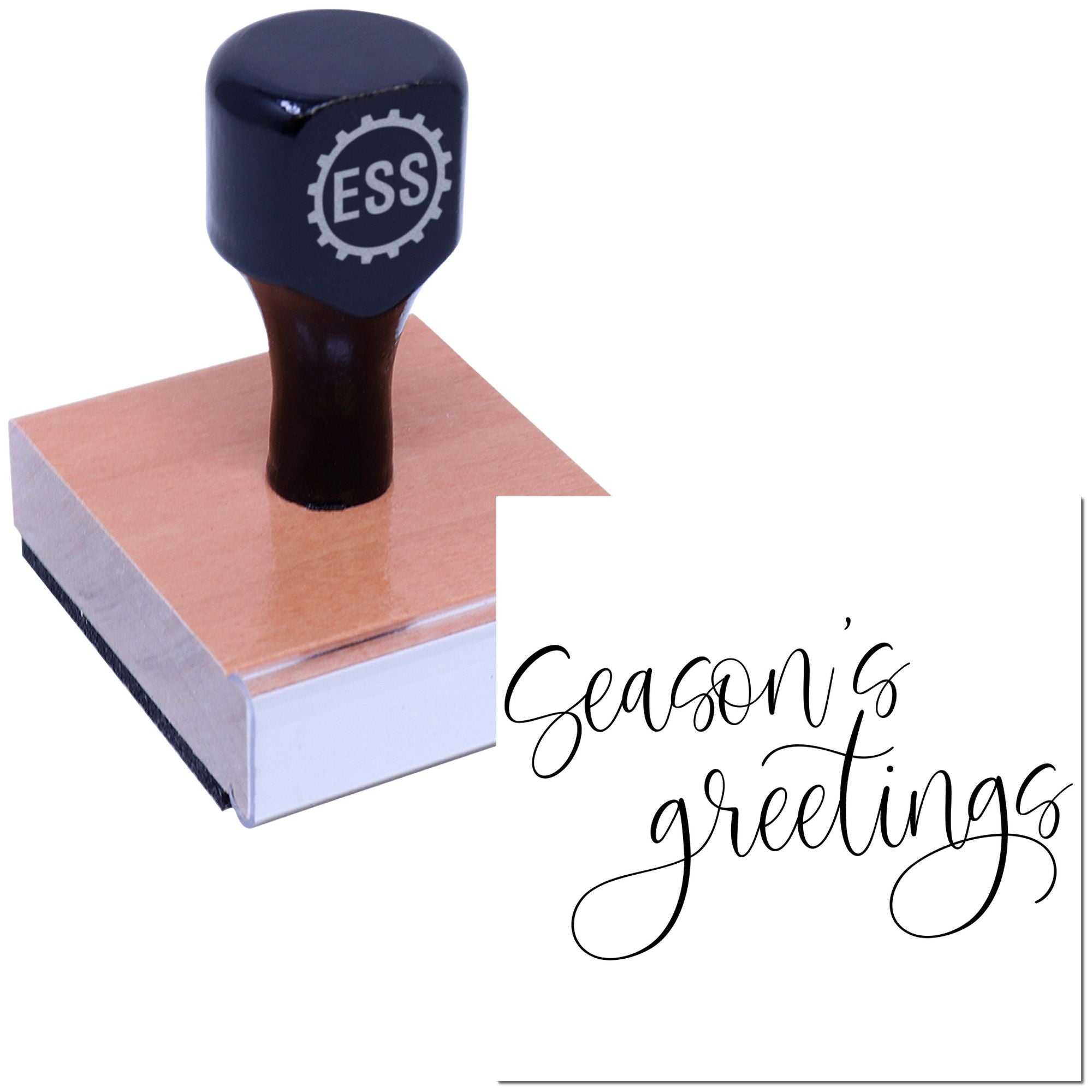 Festive Cursive Greeting Postcard Rubber Stamp