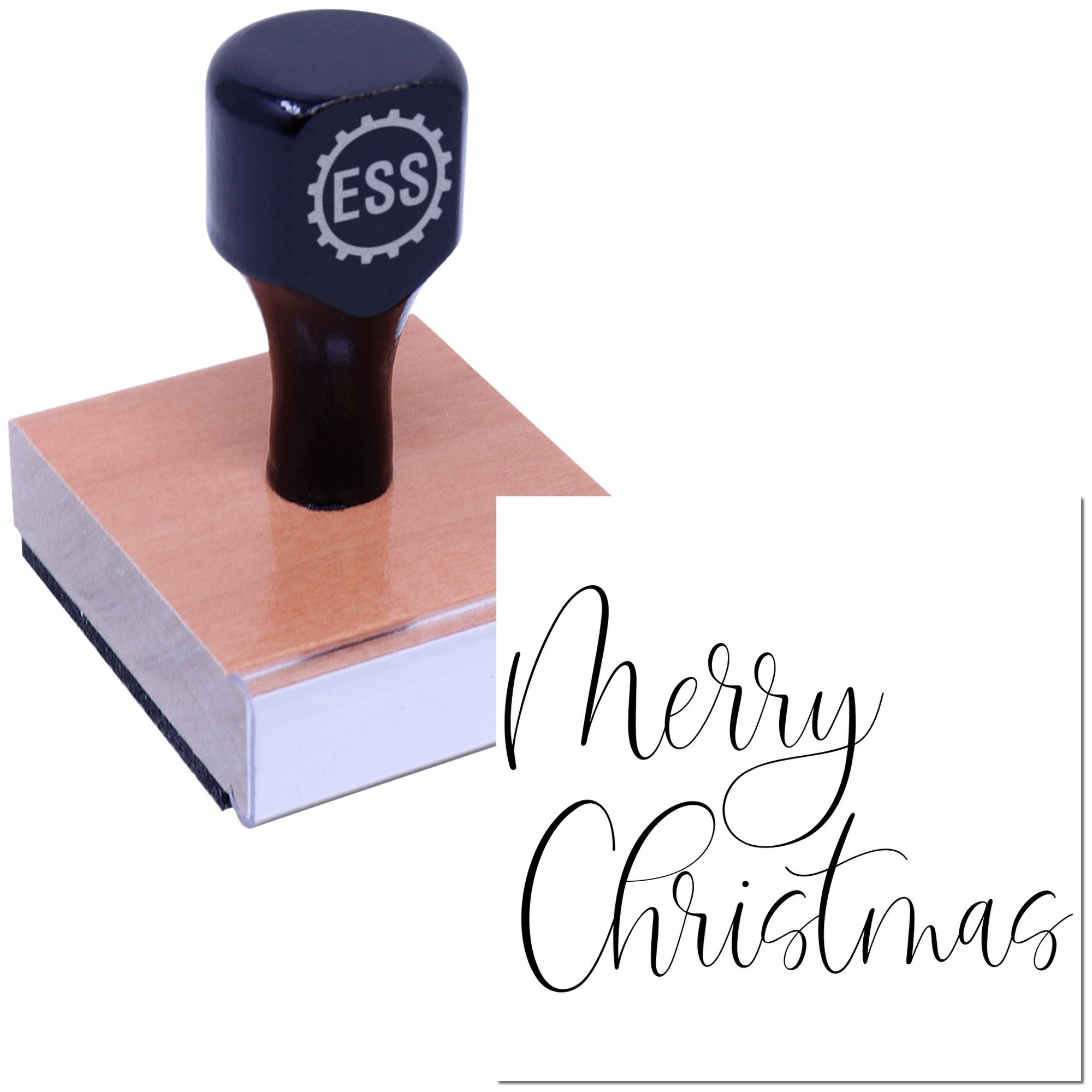 Festive Script Greeting Favor Tag Rubber Stamp