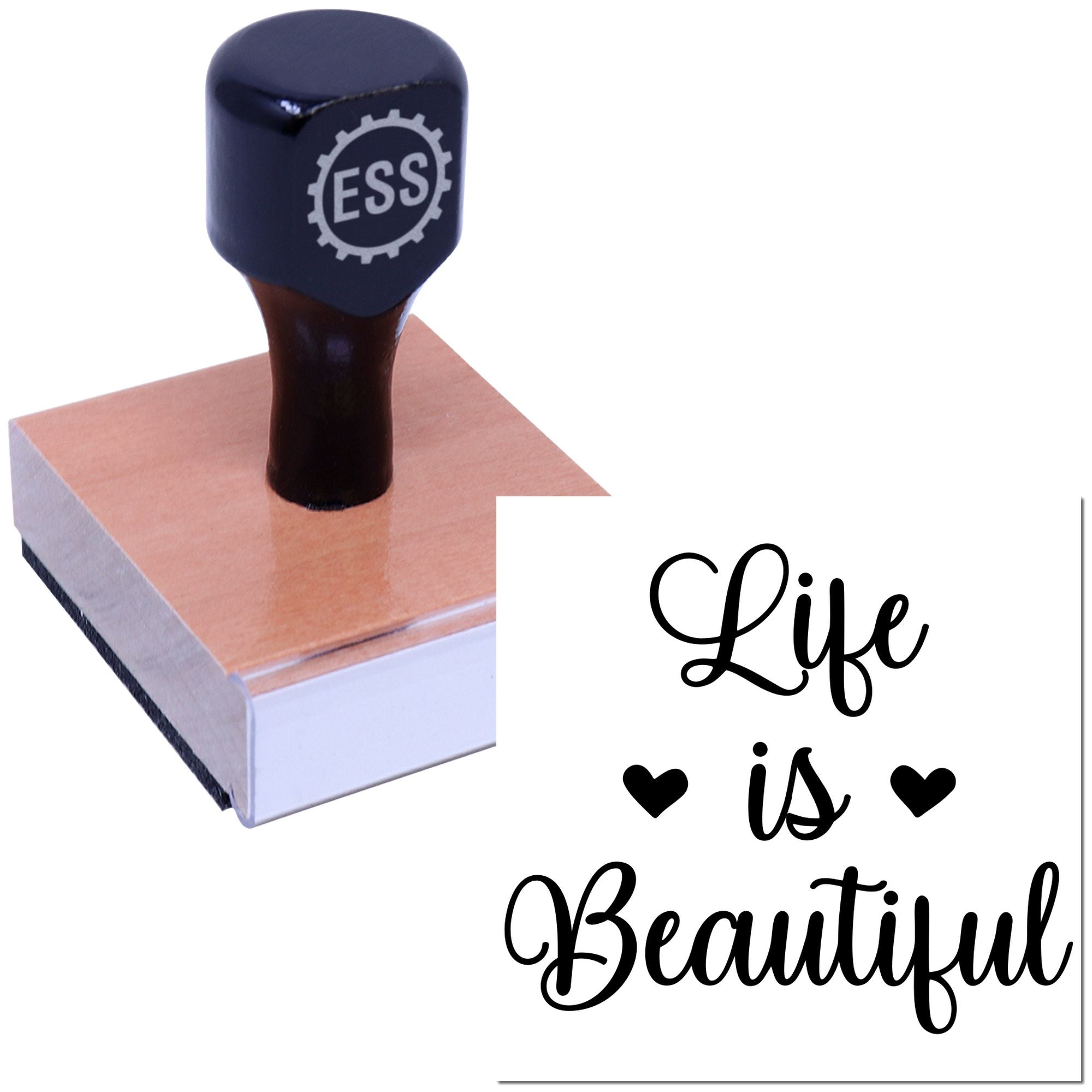 Beautiful Life Typography Papercraft Rubber Stamp
