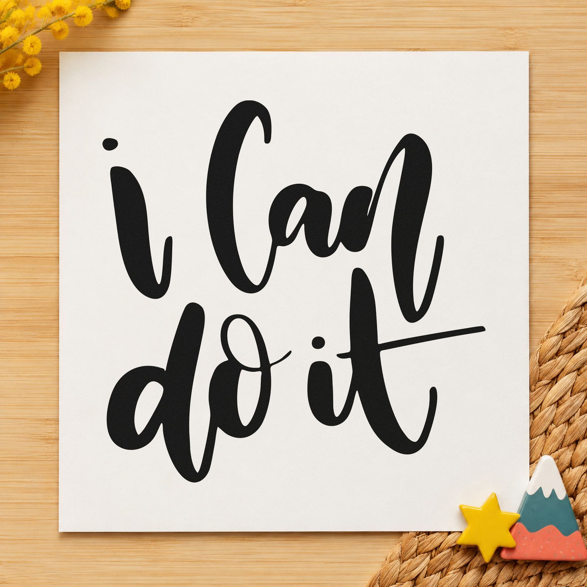 I Can Do It craft stamp in black ink on cardstock, an easy option for school album page.