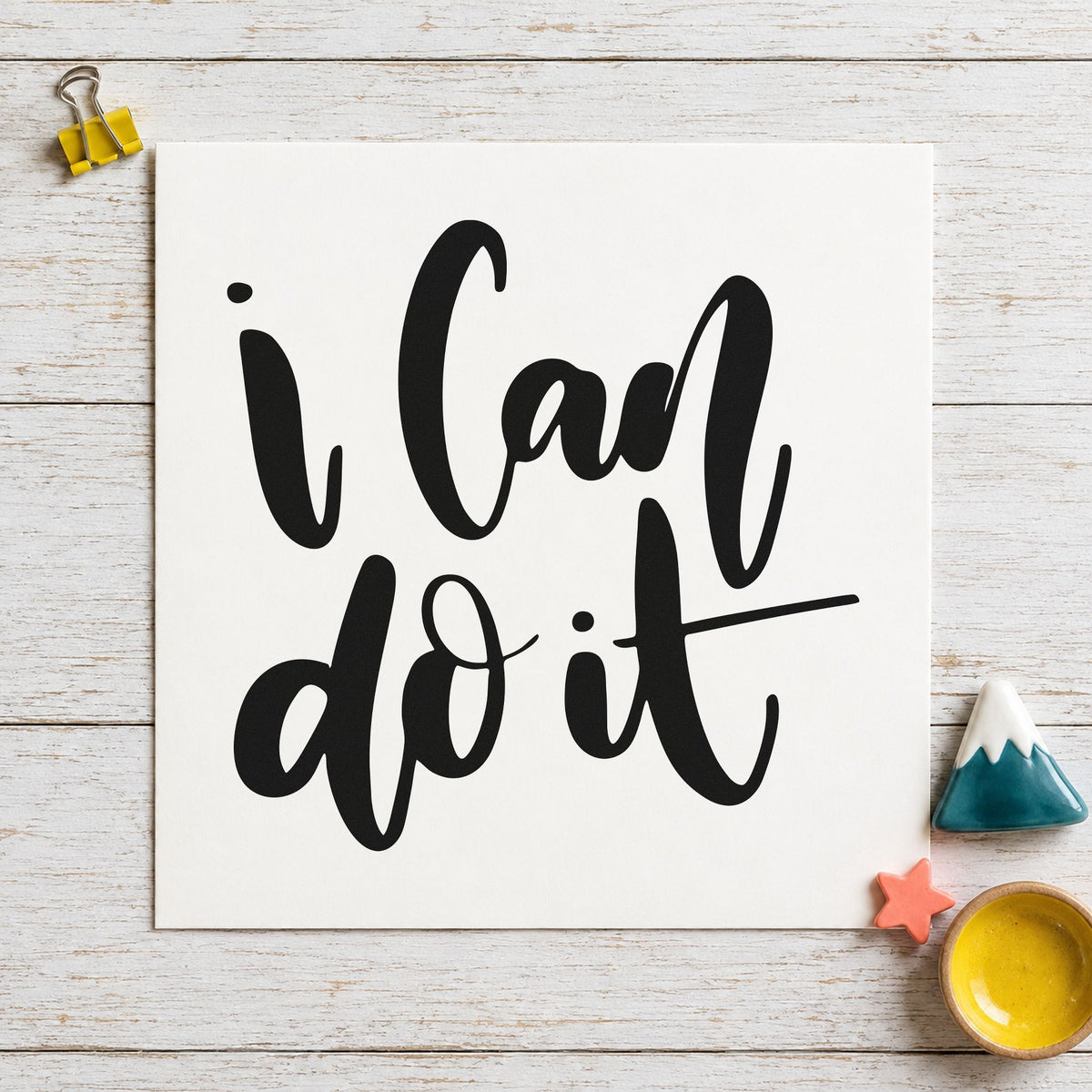 I Can Do It rubber stamp printed in black ink, ready for skill practice sheet and similar paper crafts.