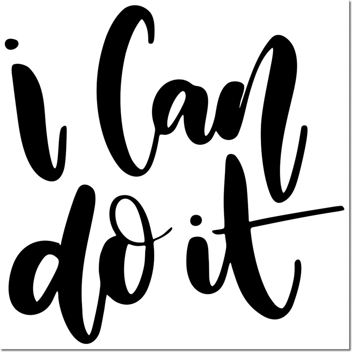 Black script I can do it rubber stamp/seal design on white background