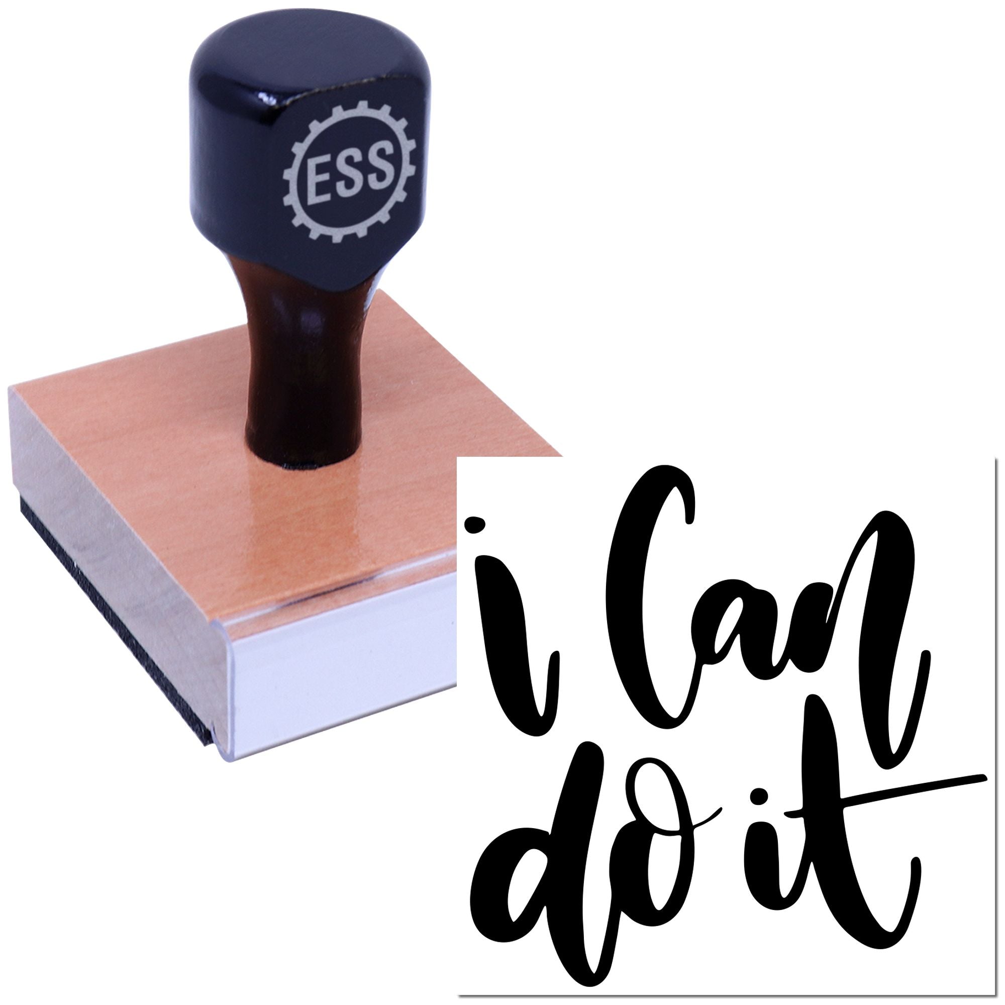 Bold Empowering Script Note Card Rubber Stamp