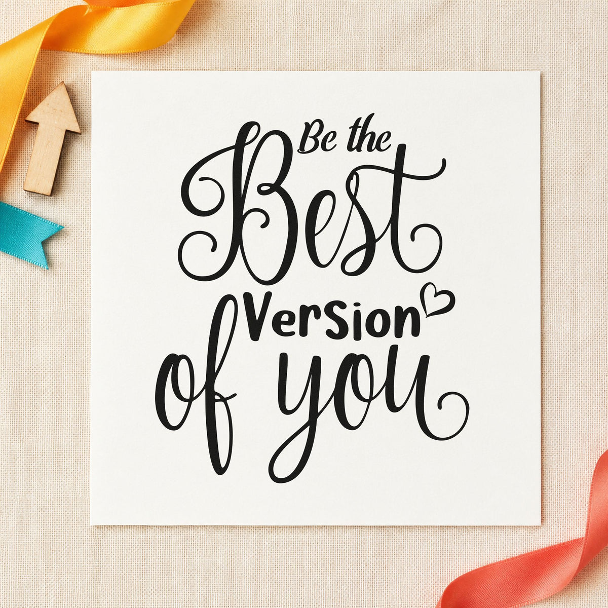 Best Version Of You craft stamp in black ink on cardstock, an easy option for growth album page.
