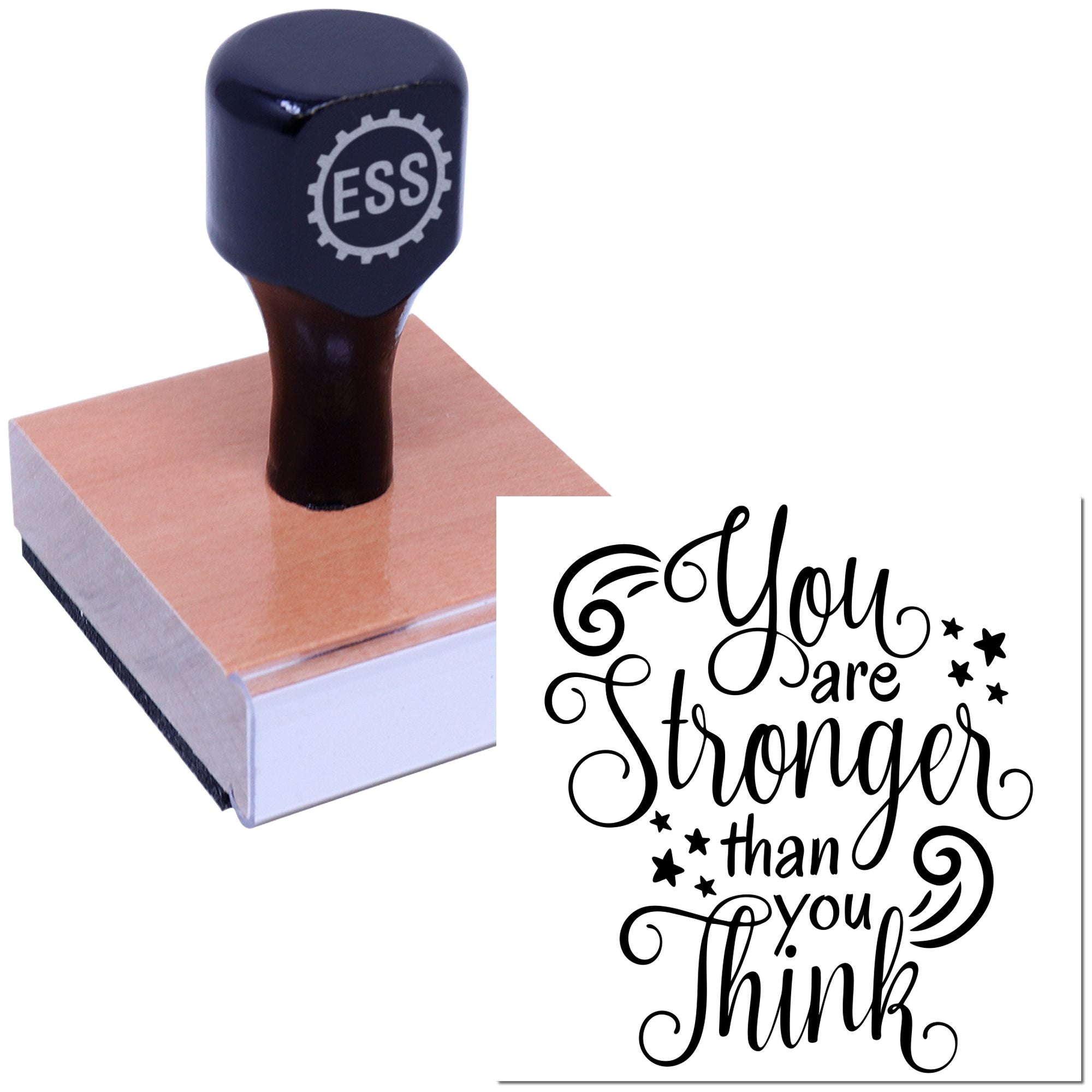 Inspirational Strength Script Favor Tag Rubber Stamp