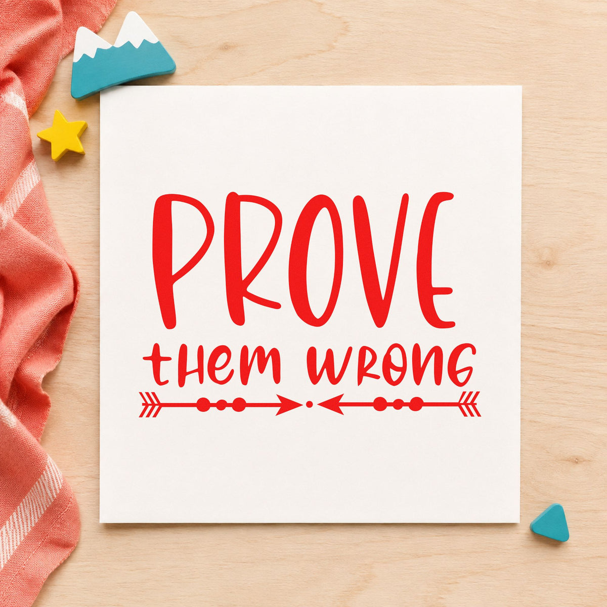 Prove Them Wrong Arrows rubber stamp shown in red ink, stamped for projects such as crate equipment labels.