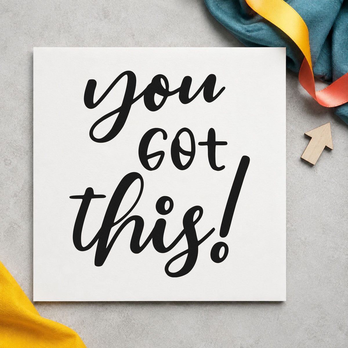 You Got This Script craft stamp in black ink on cardstock, an easy option for study album page.