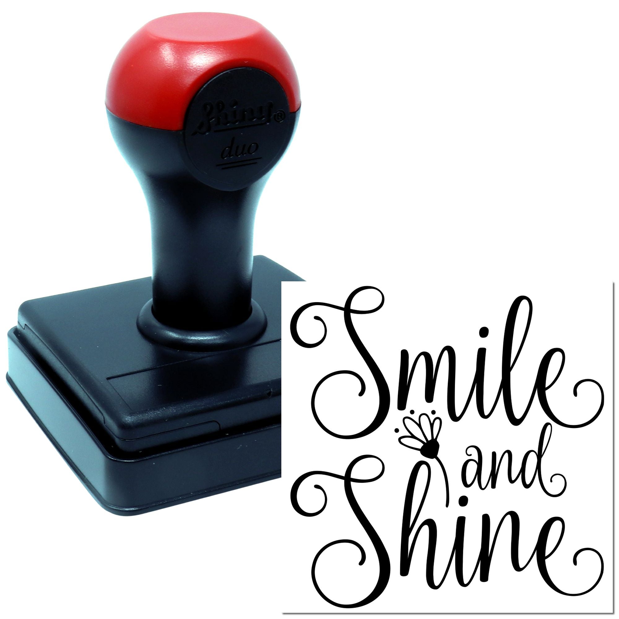 Duo Whimsical Handlettered Smile And Shine Hand Stamp