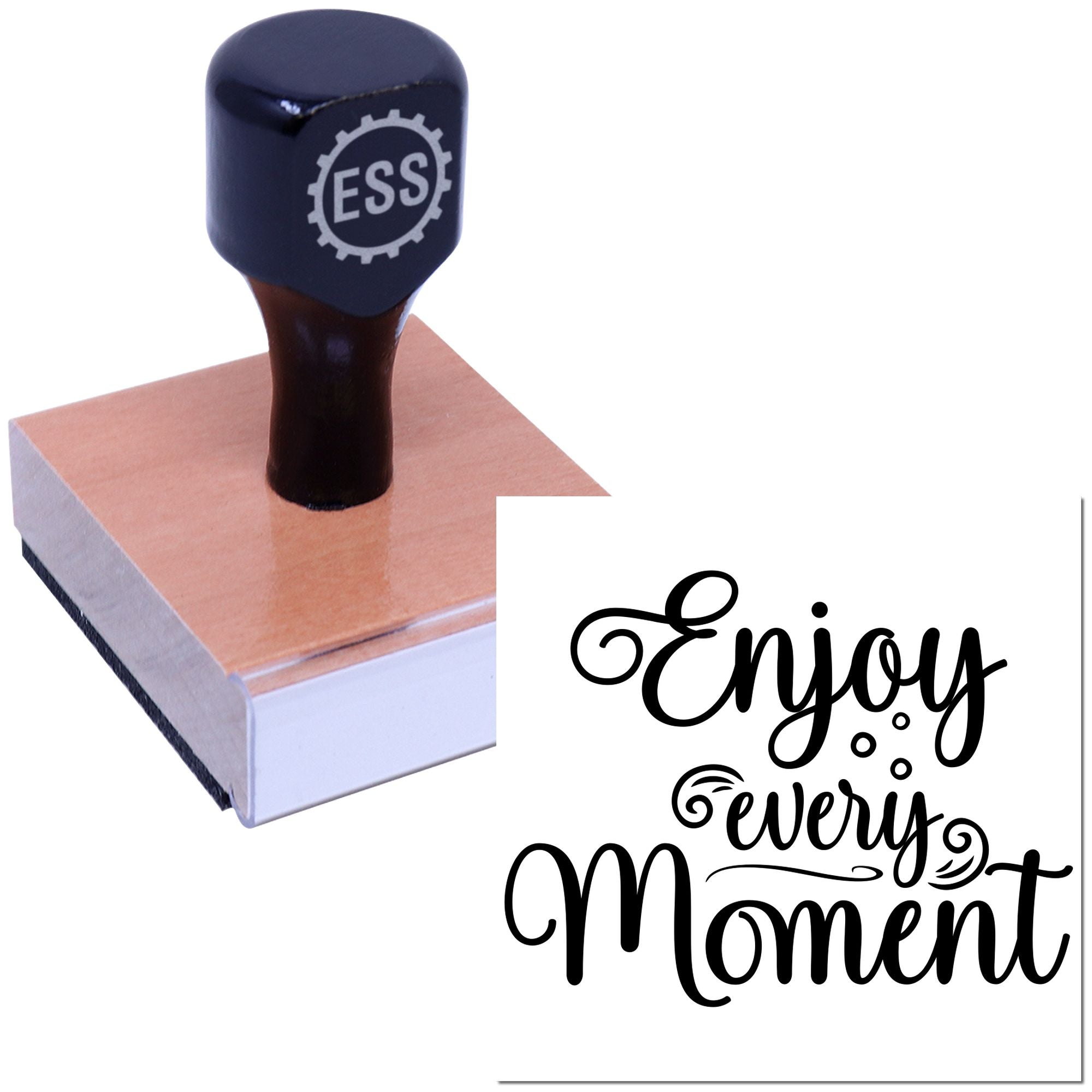 Joyful Moment Script Favor Tag Rubber Stamp