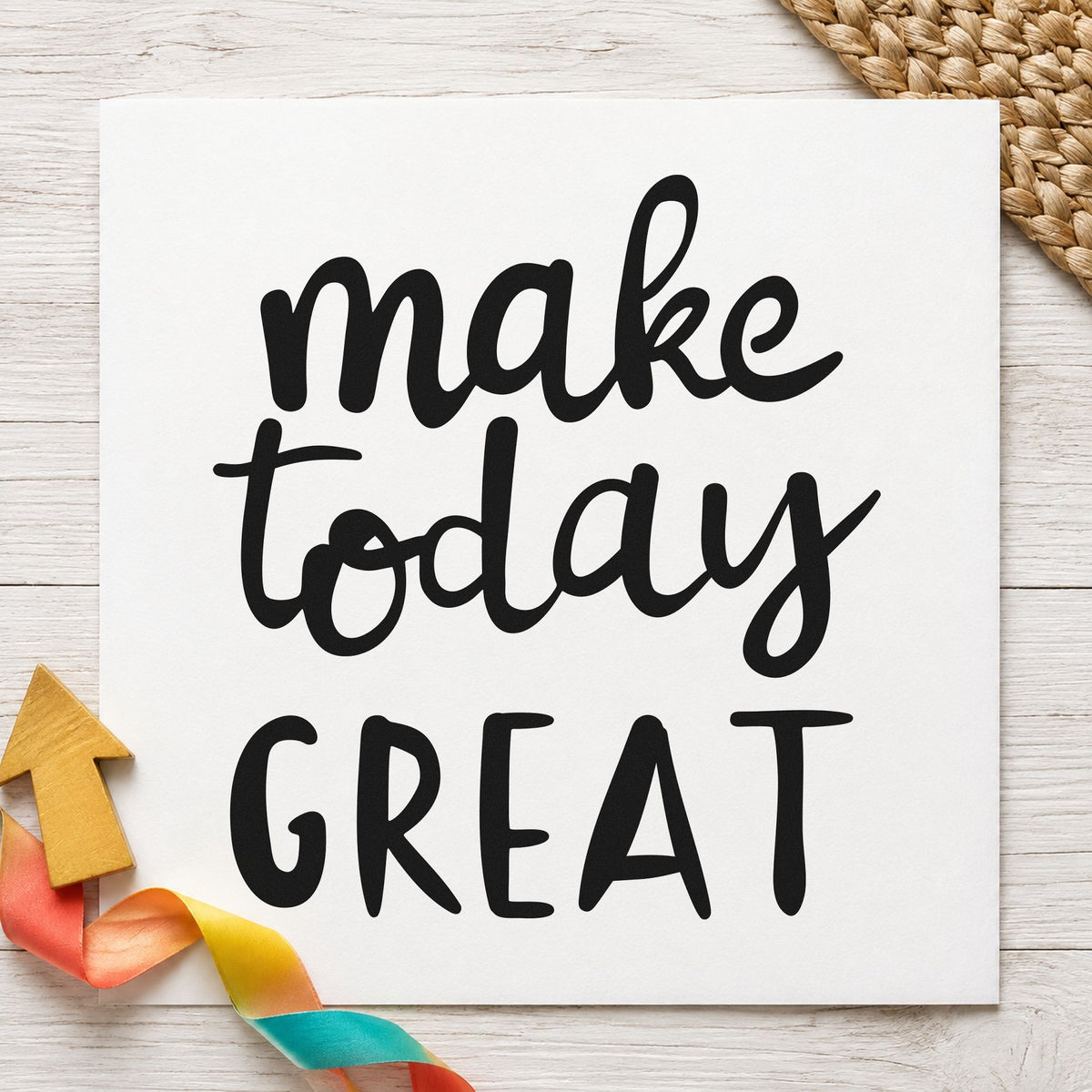 Make Today Great Lettering rubber stamp printed in black ink, ready for spaced capital cards and similar paper crafts.