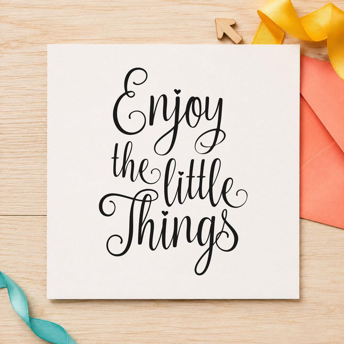Enjoy The Little Things rubber stamp printed in black ink, ready for bake plan sheet and similar paper crafts.