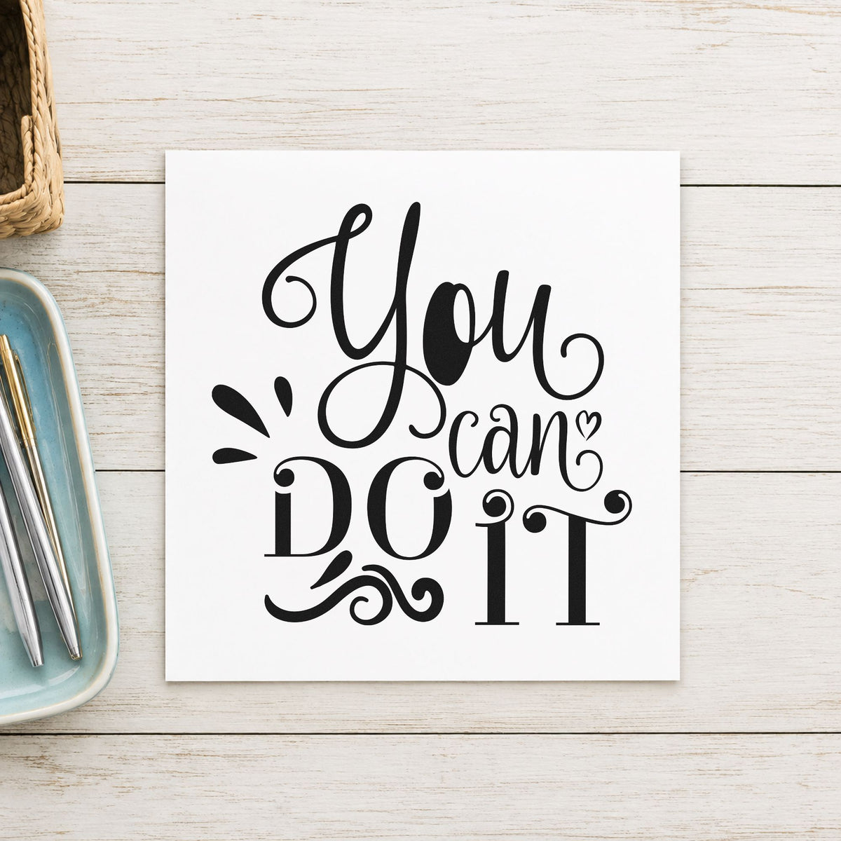 You Can Do It Flourishes rubber stamp printed in black ink, ready for chart progress sheet and similar paper crafts.
