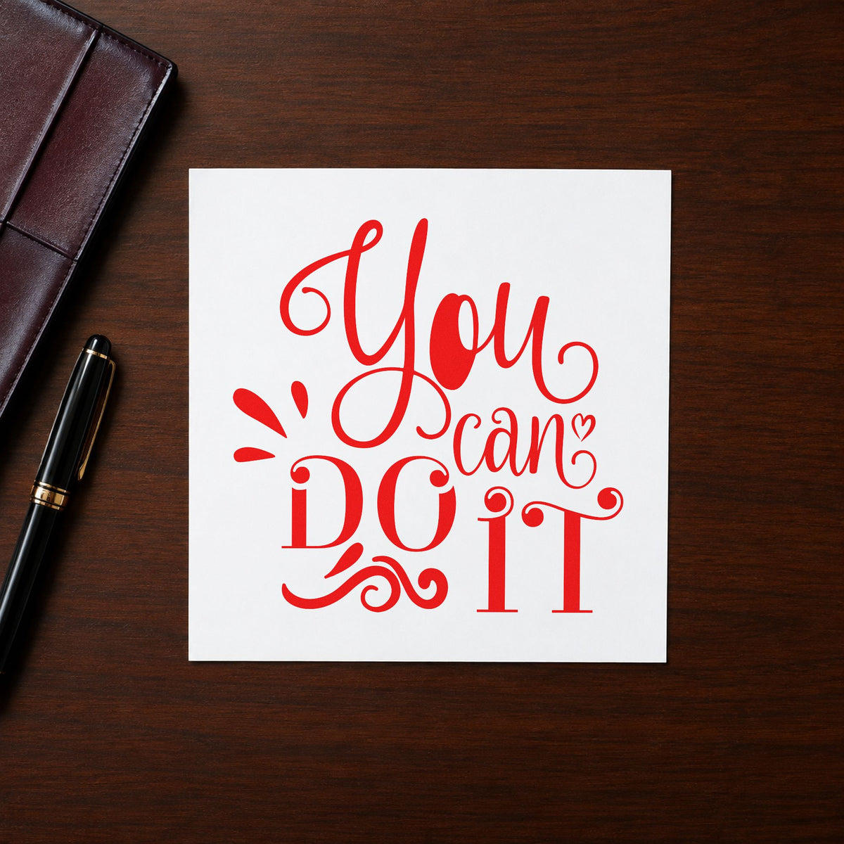 You Can Do It Flourishes craft stamp imprint in red ink on a handmade project, one idea being reward chart cards.