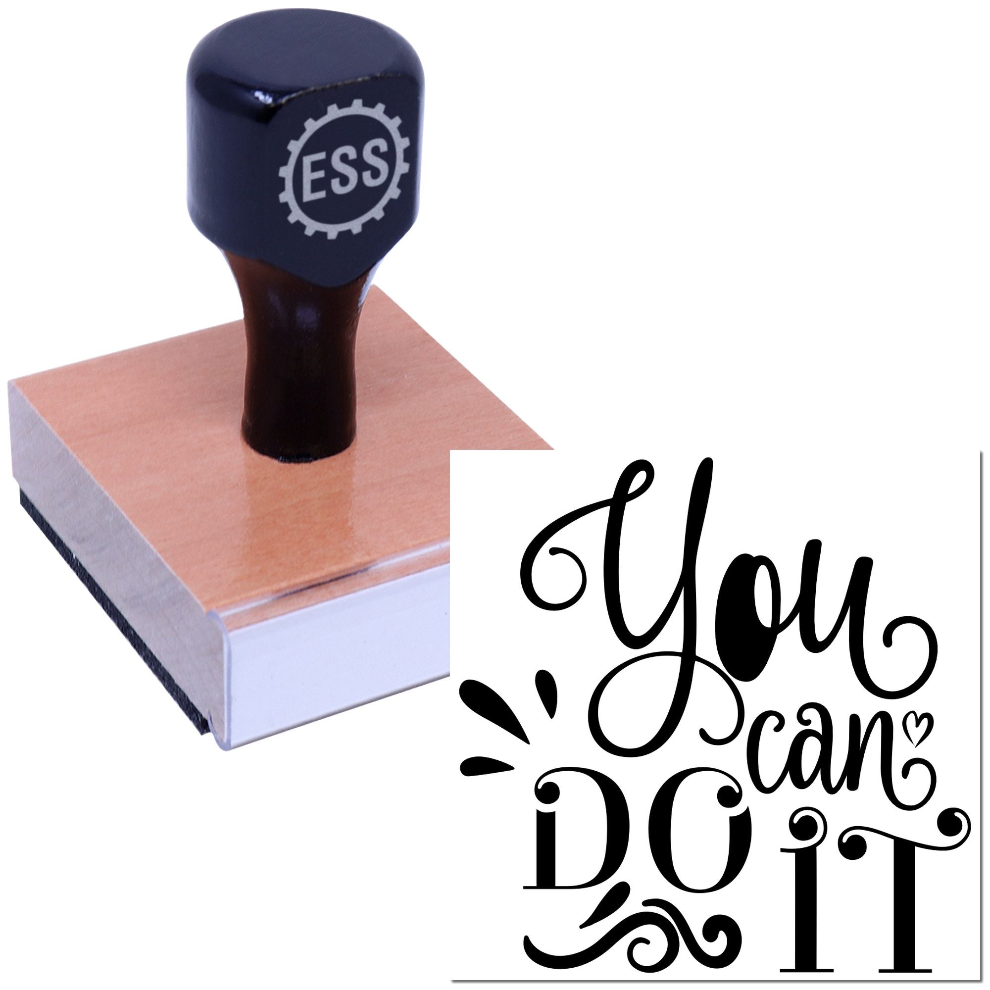 Encouraging Swirl Typography Paper Craft Rubber Stamp