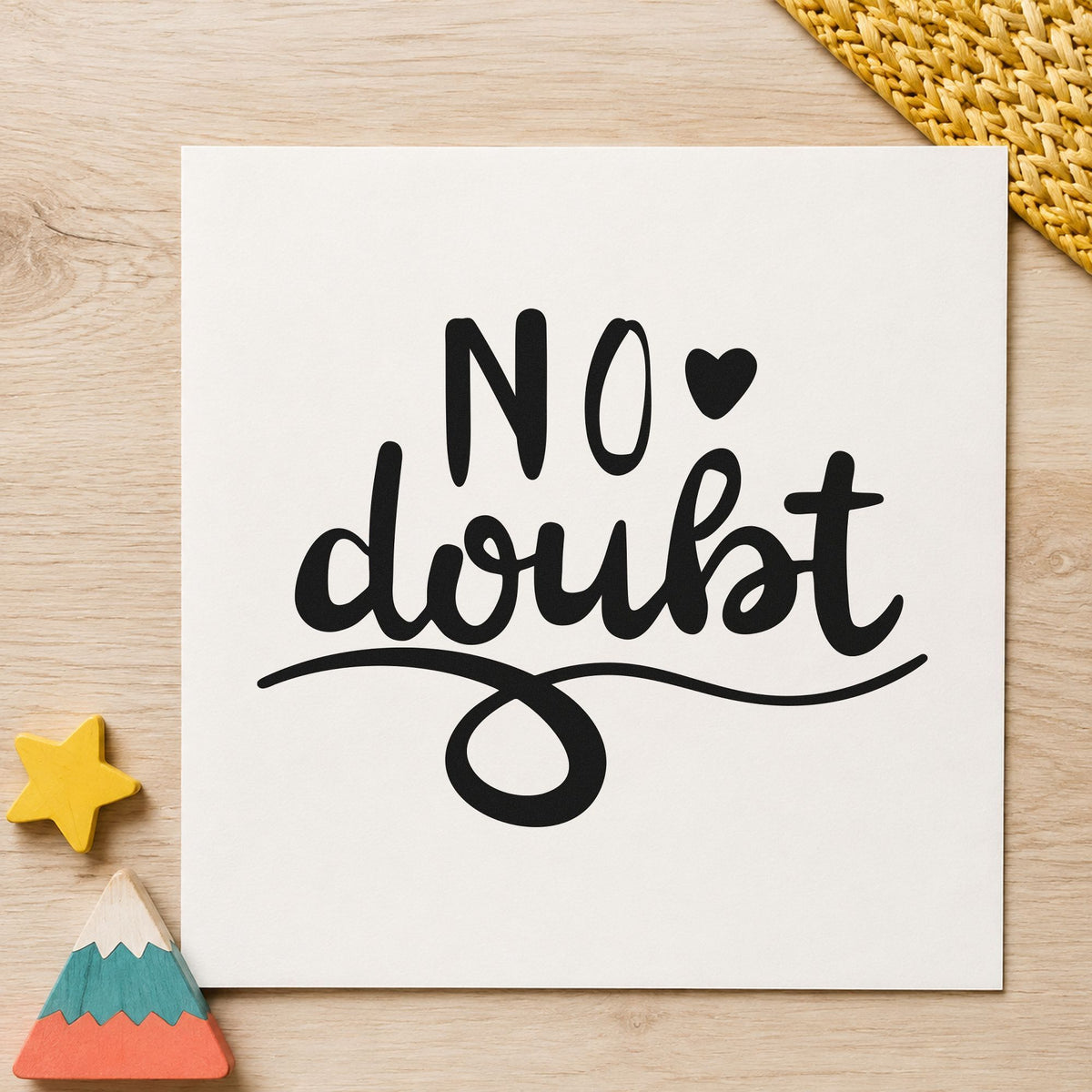 No Doubt Heart Flourish craft stamp in black ink on cardstock, an easy option for target album page.