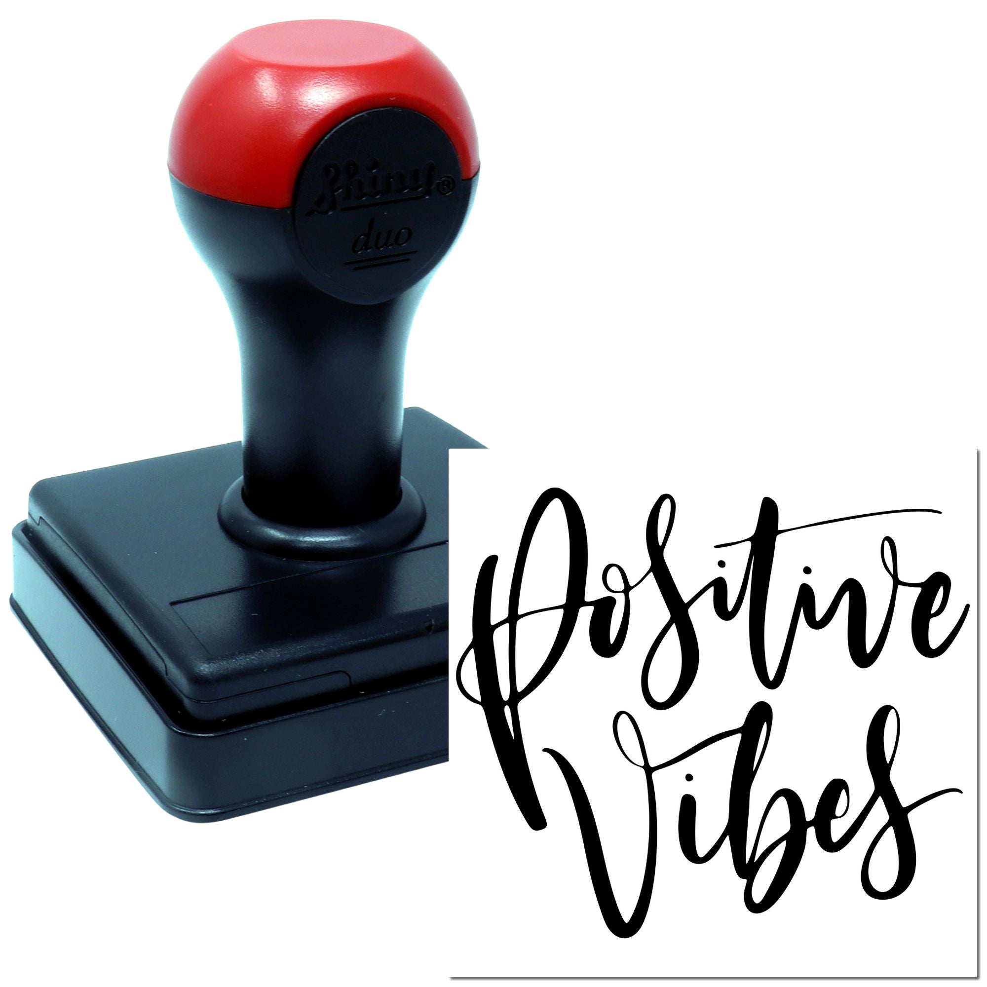 Duo Handwritten Black Script Positive Energy Hand Stamp