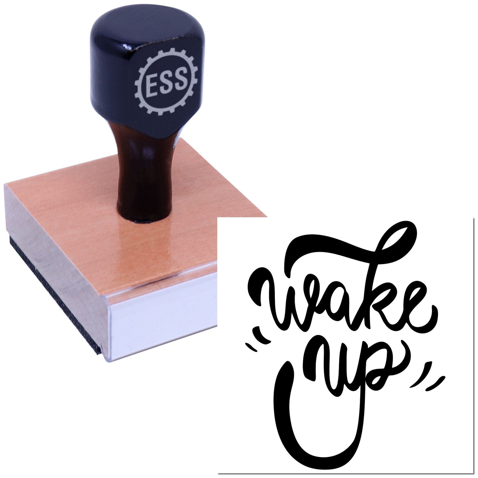 Bold Morning Calligraphy Favor Tag Rubber Stamp