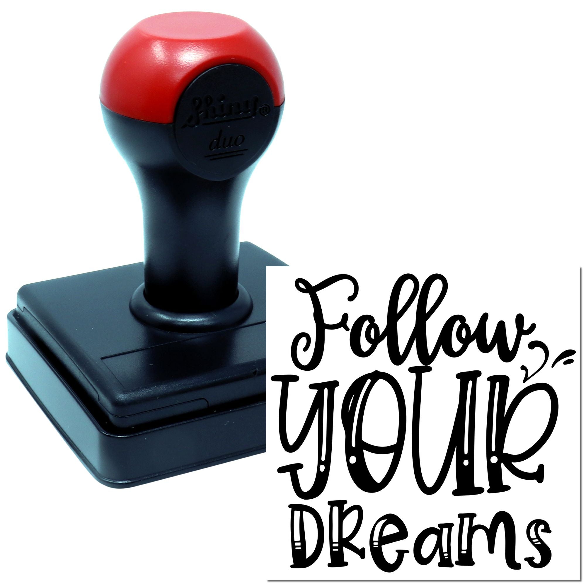 Duo Whimsical Hand-Lettered Follow Your Dreams Hand Stamp