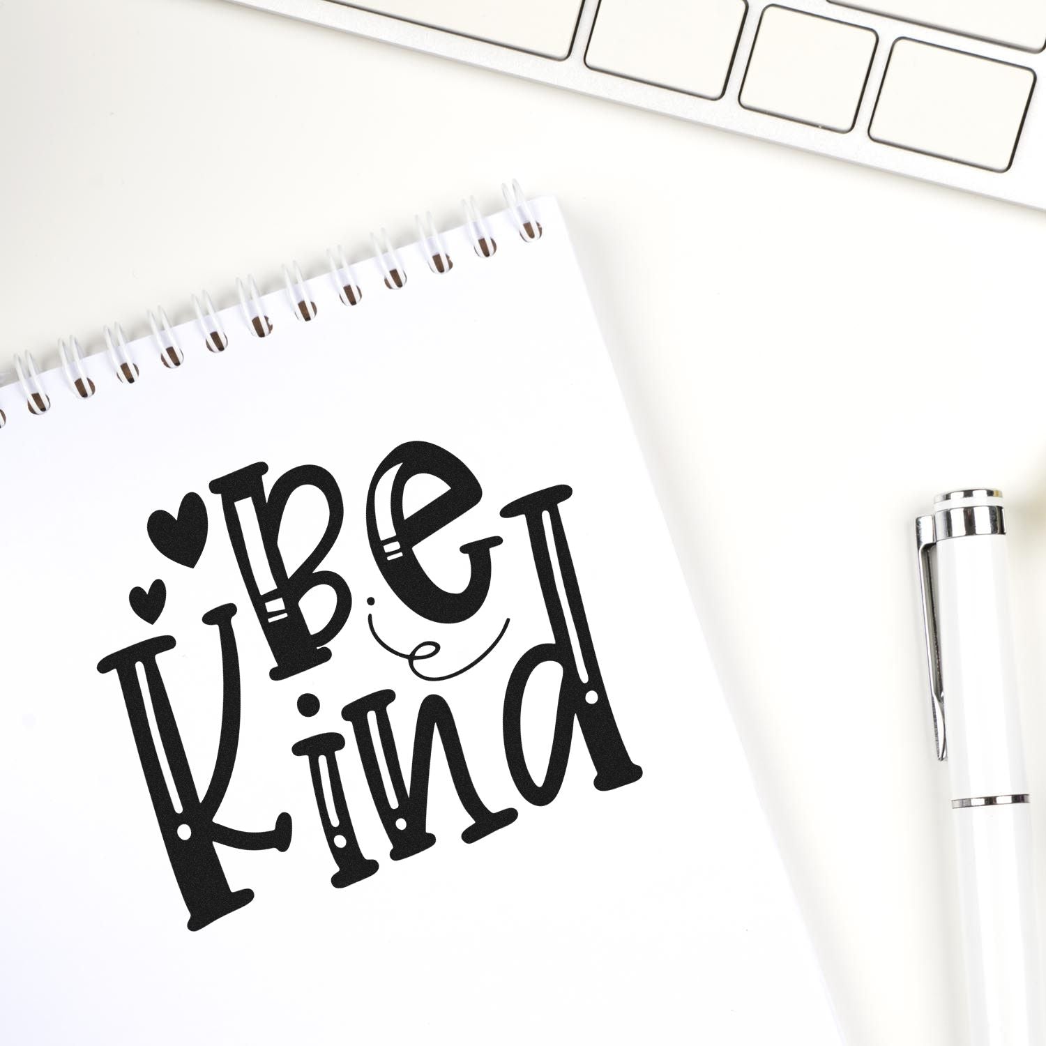 Duo Playful Handlettered Be Kind Design Hand Stamp