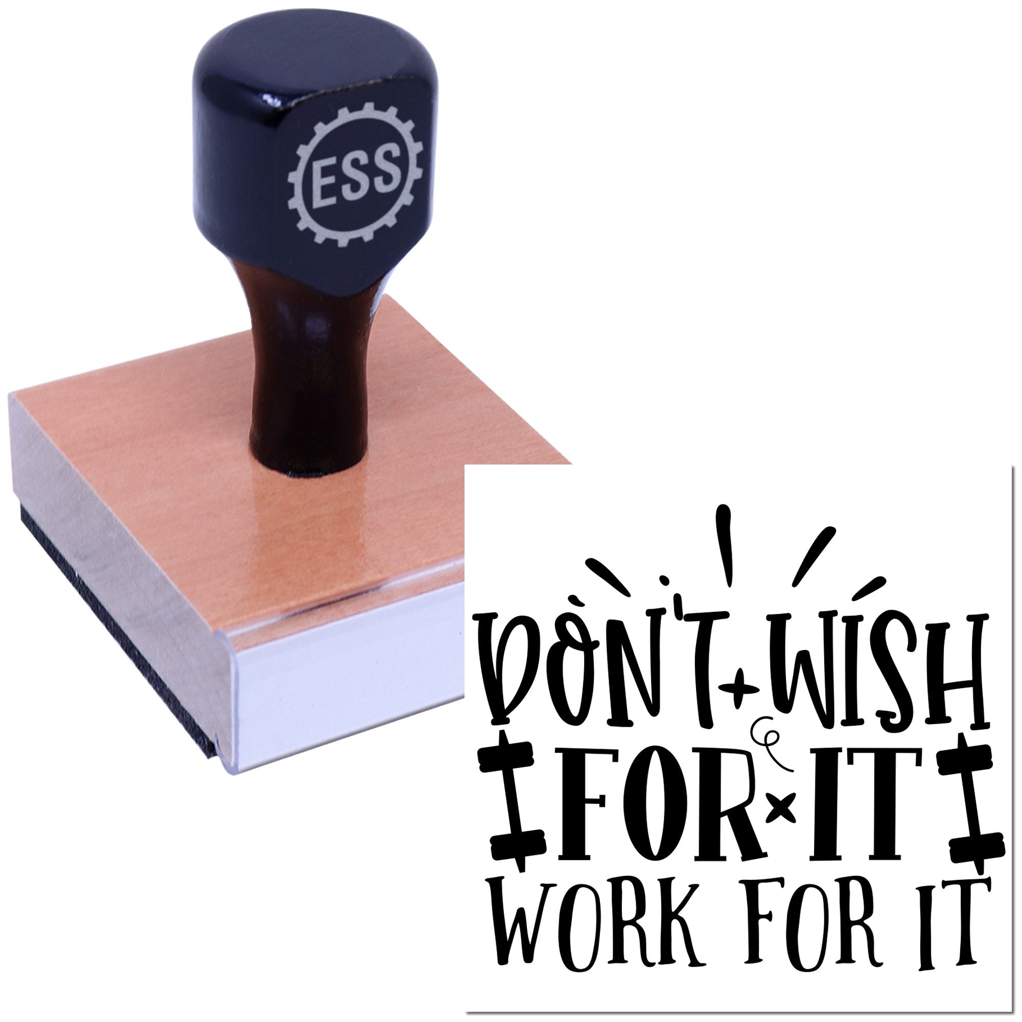 Work Beats Wish Paper Goods Rubber Stamp