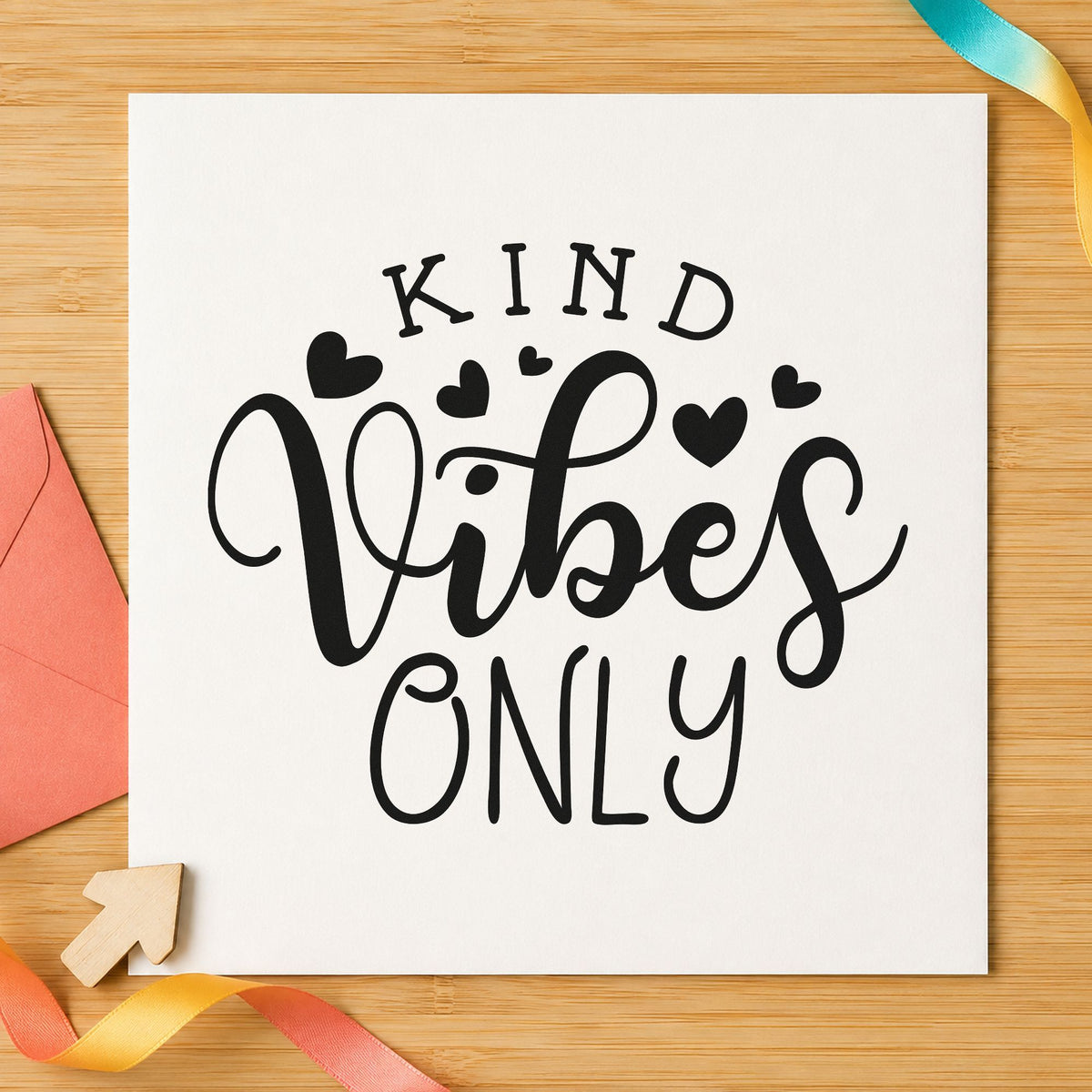Kind Vibes Only Hearts rubber stamp printed in black ink, ready for session plan sheet and similar paper crafts.
