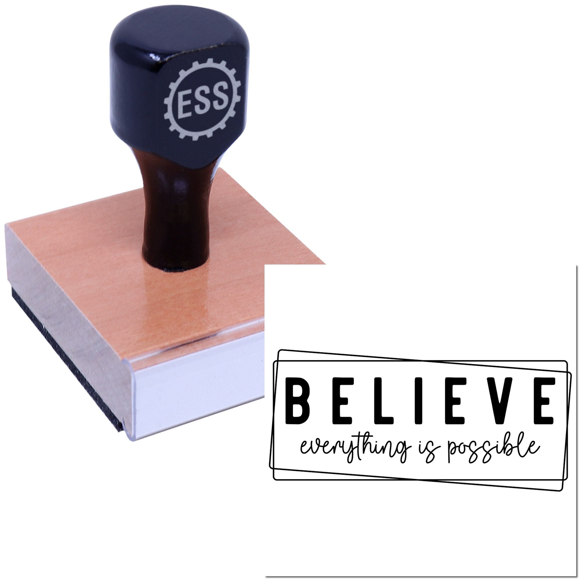 Believe Everything Possible Scrapbook Rubber Stamp