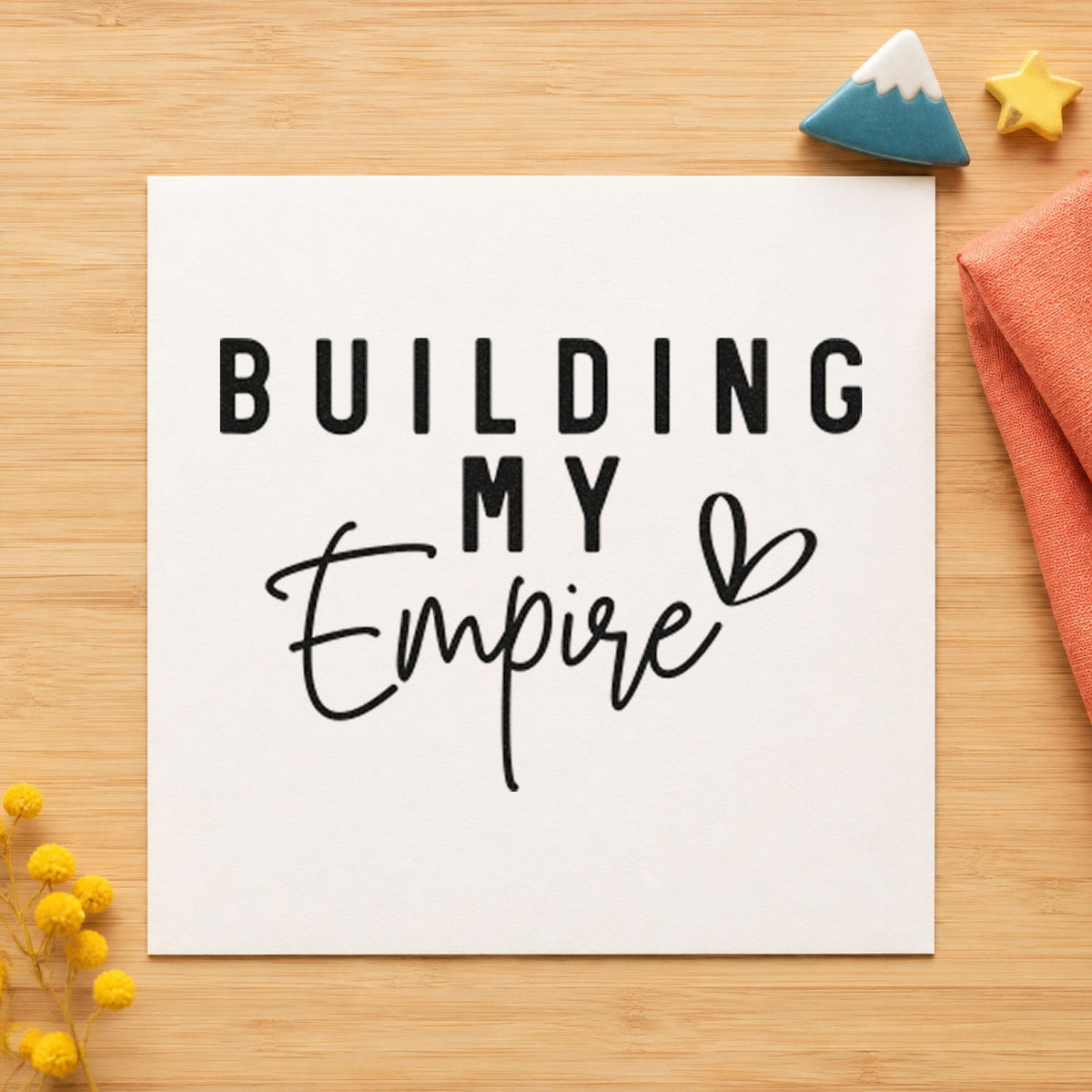 Building My Empire Heart rubber stamp printed in black ink, ready for listing track sheet and similar paper crafts.