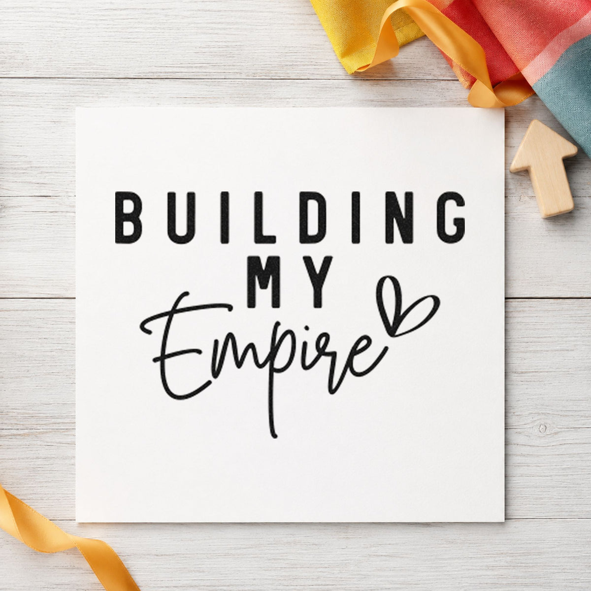 Building My Empire Heart rubber stamp printed in black ink, ready for outlined heart cards and similar paper crafts.