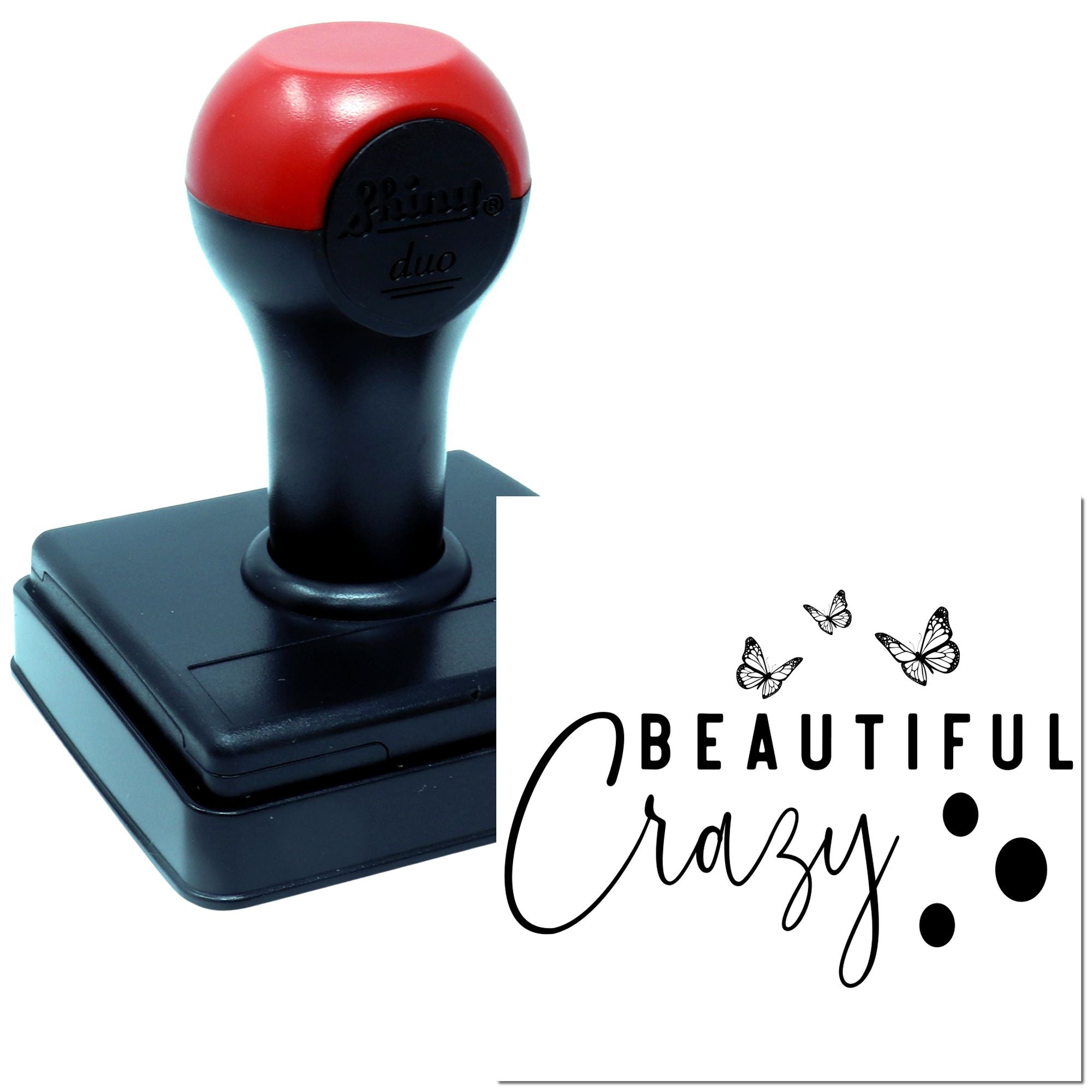 Duo Beautiful Crazy Butterflies And Dots Hand Stamp