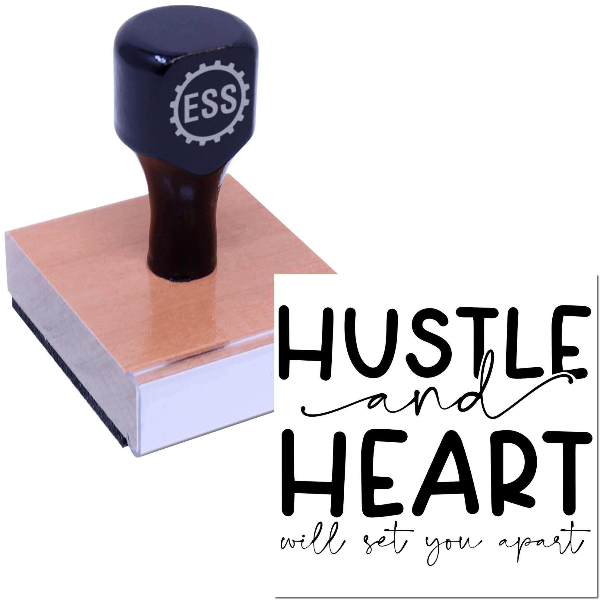 Hustle Heart Triumph Note Card Rubber Stamp