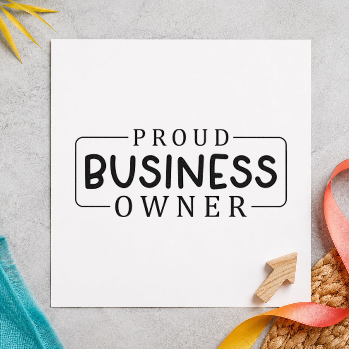 Proud Business Owner Frame craft stamp in black ink on cardstock, an easy option for store year album page.