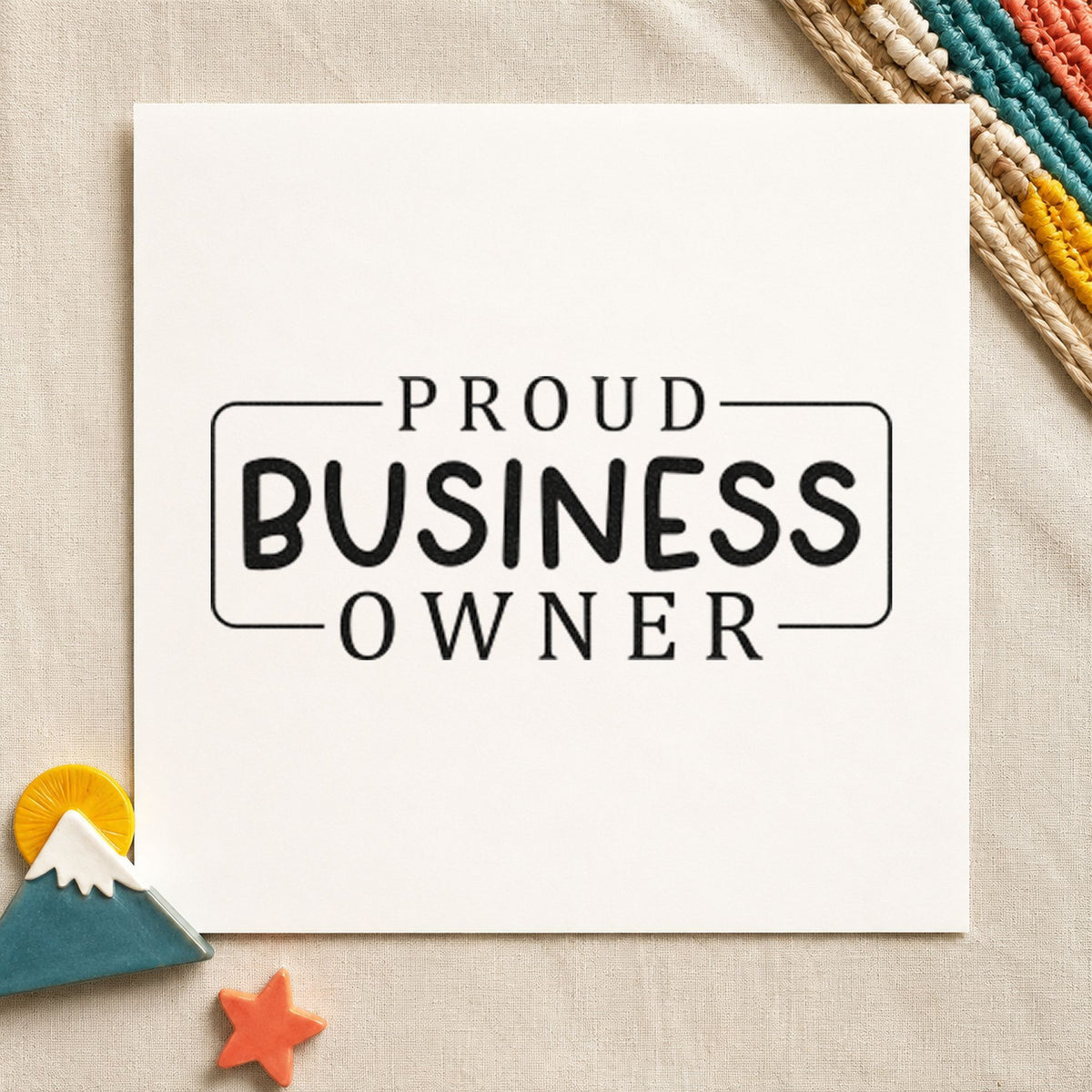 Proud Business Owner Frame rubber stamp printed in black ink, ready for open frame cards and similar paper crafts.