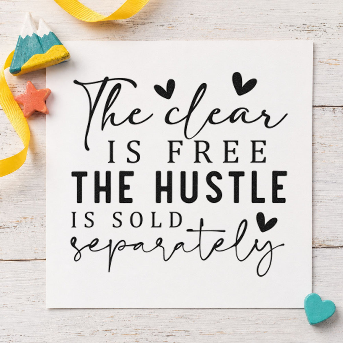 Clear Free Hustle Sold Separately rubber stamp printed in black ink, ready for session book sheet and similar paper crafts.