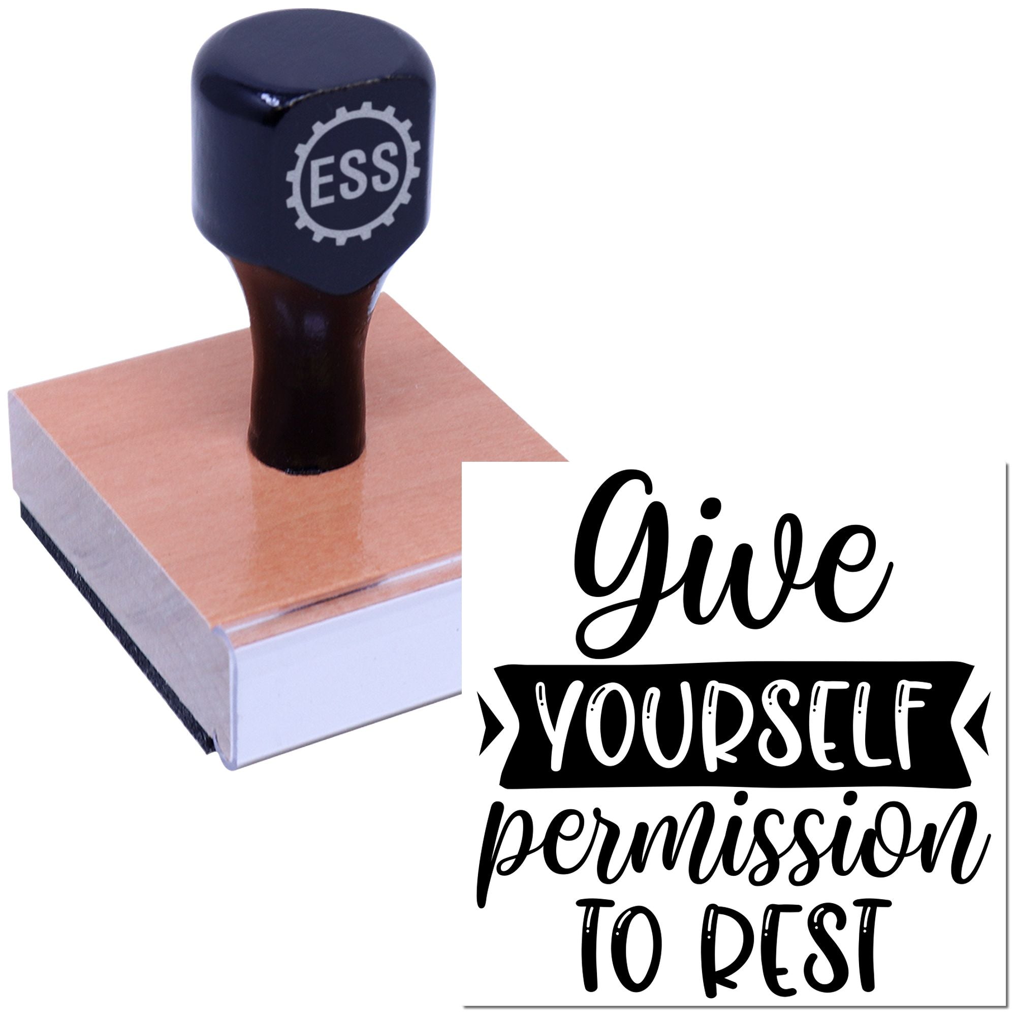 Permission To Rest Place Card Rubber Stamp