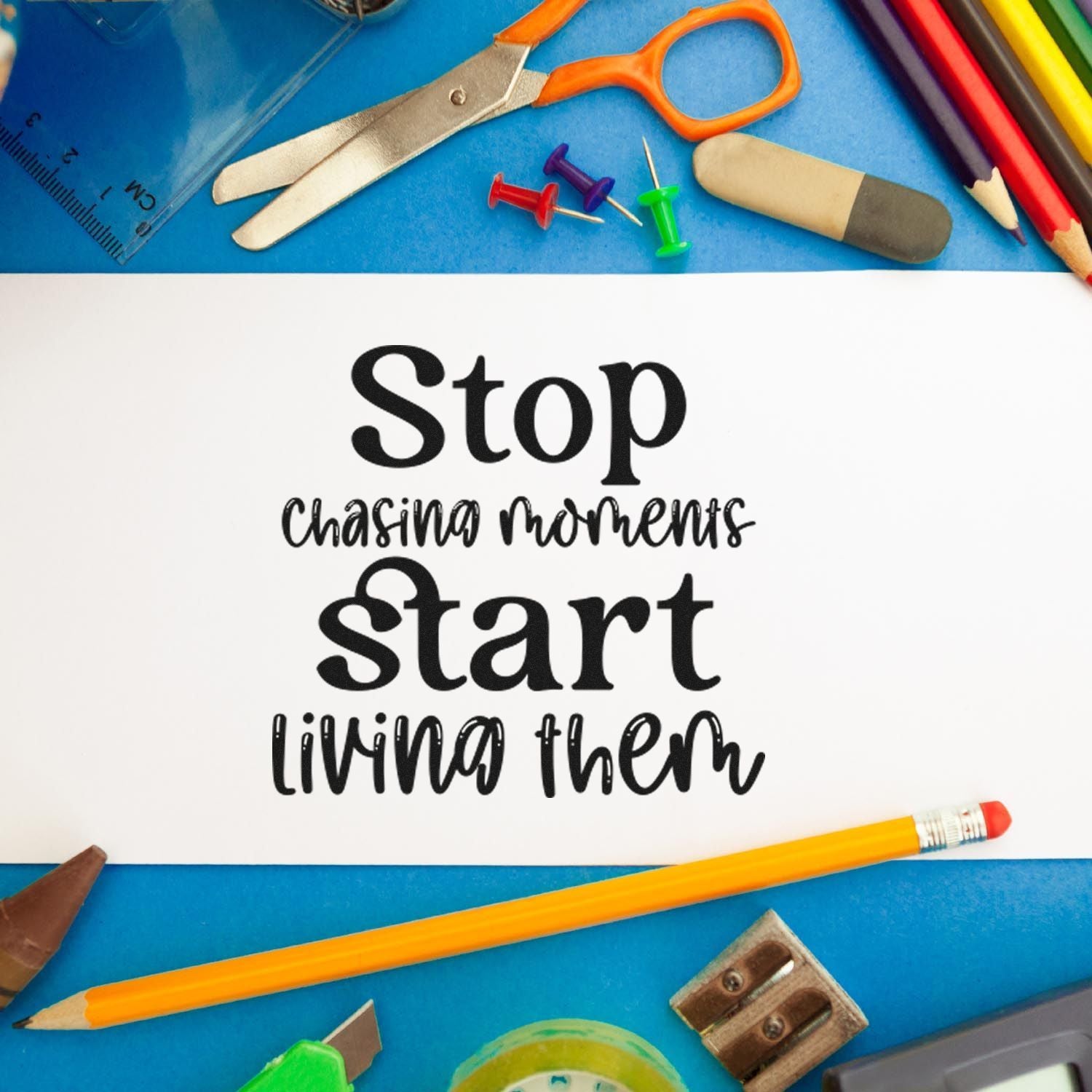 Duo Stop Chasing Start Living Poster Hand Stamp