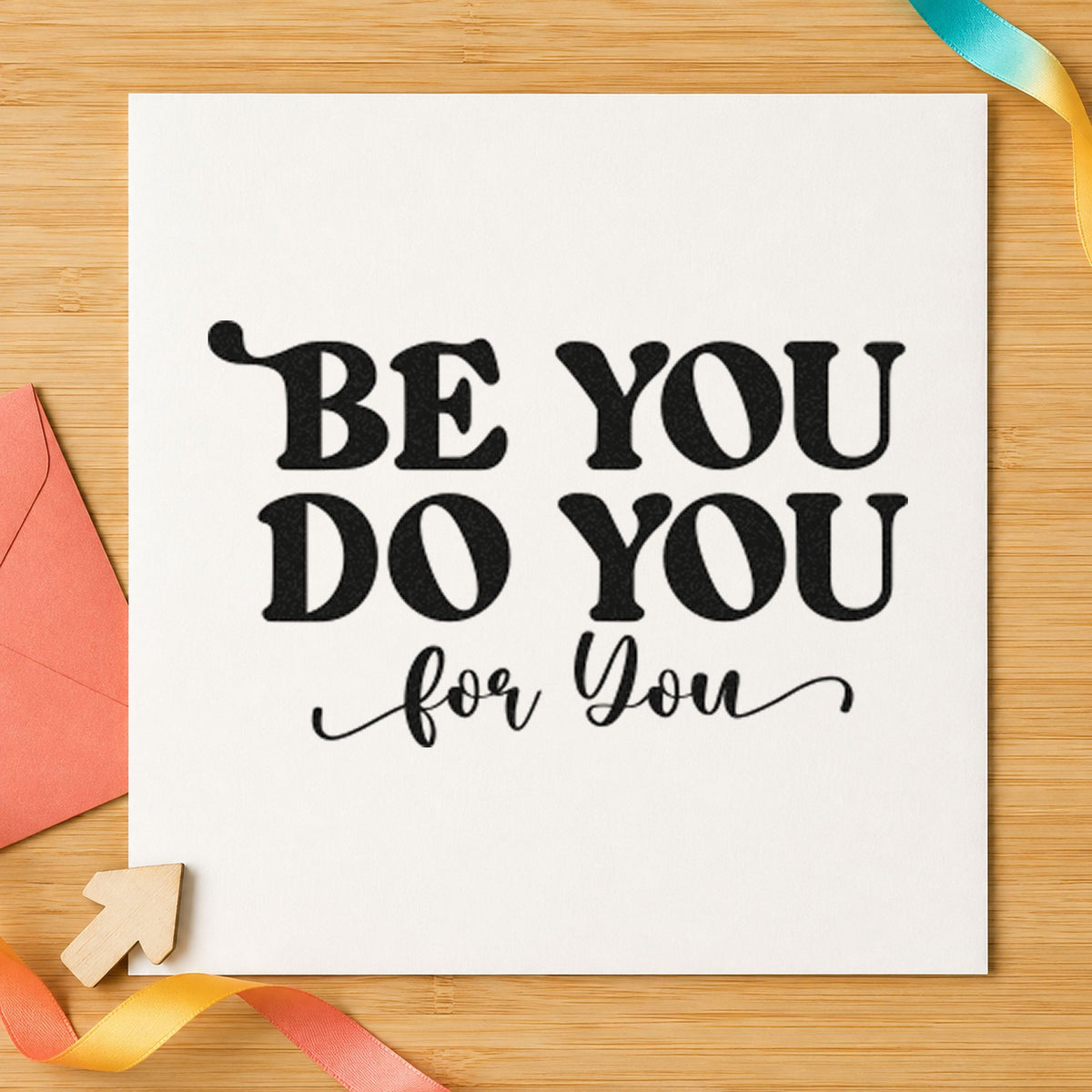 Be You Do You Script craft stamp in black ink on cardstock, an easy option for school year album page.