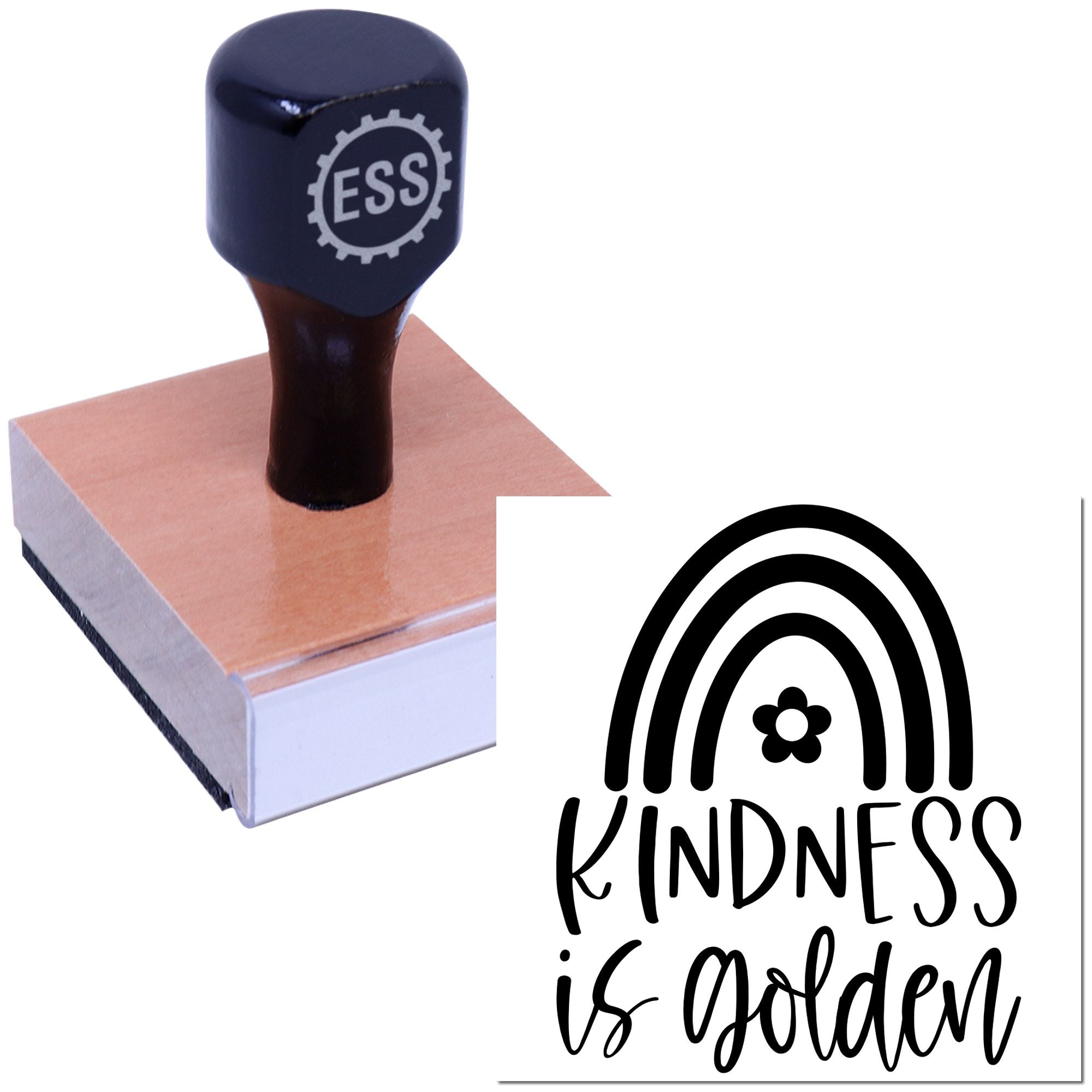 Golden Kindness Rainbow Tag Rubber Stamp