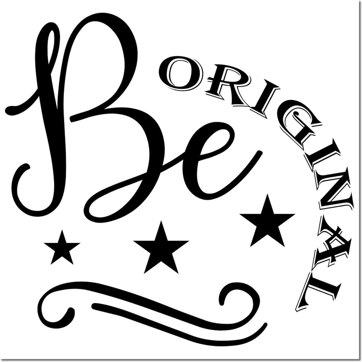 Black decorative BRIDE stamp and seal design with ornate script letters and stars on a white background.