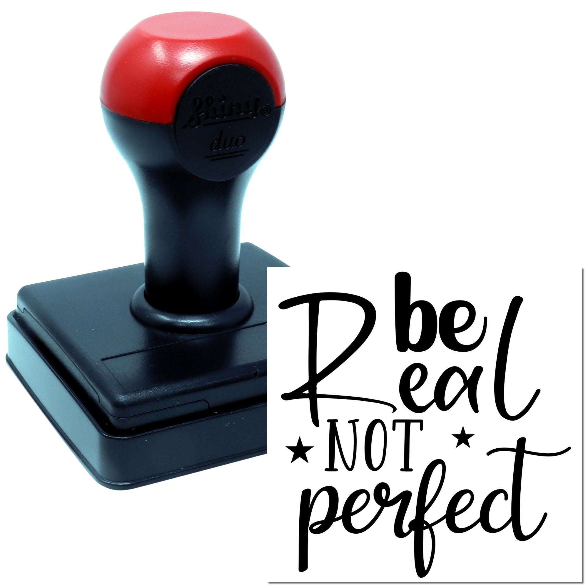 Duo Authentic Over Perfection Inspirational Script Quote Hand Stamp