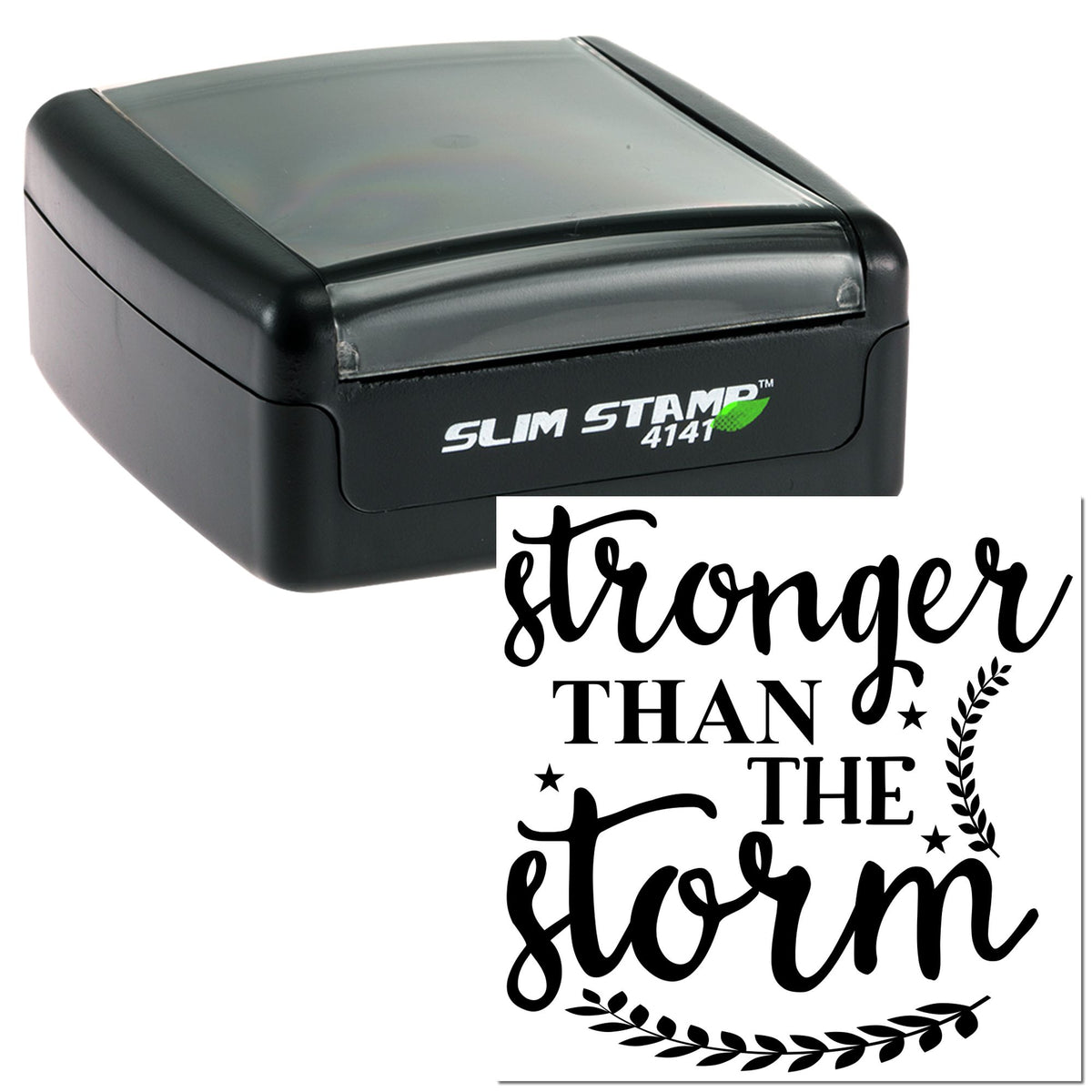 Black Trodat Slim Resilient Craft Stamp with pre-inked design, ideal for detailed stamping projects and crafting.